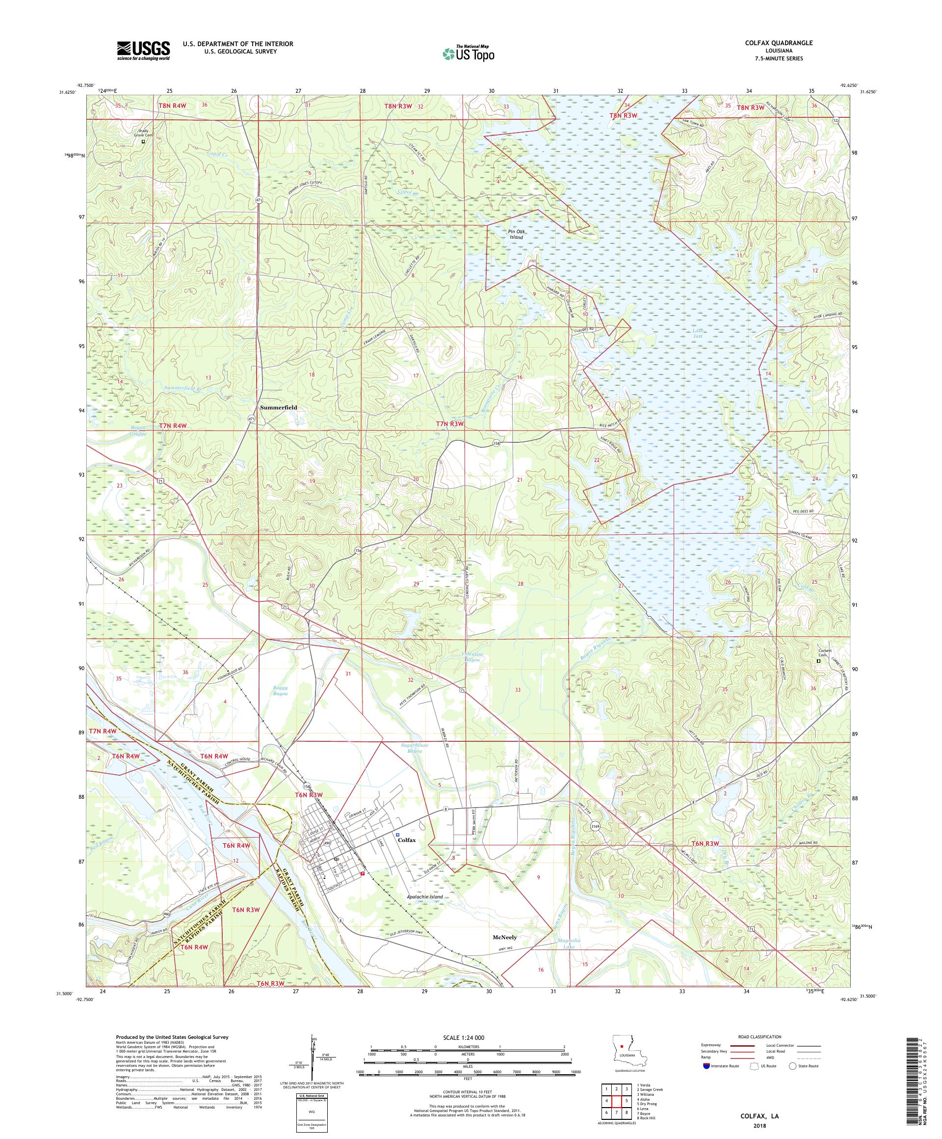 MyTopo Colfax, Louisiana USGS Quad Topo Map