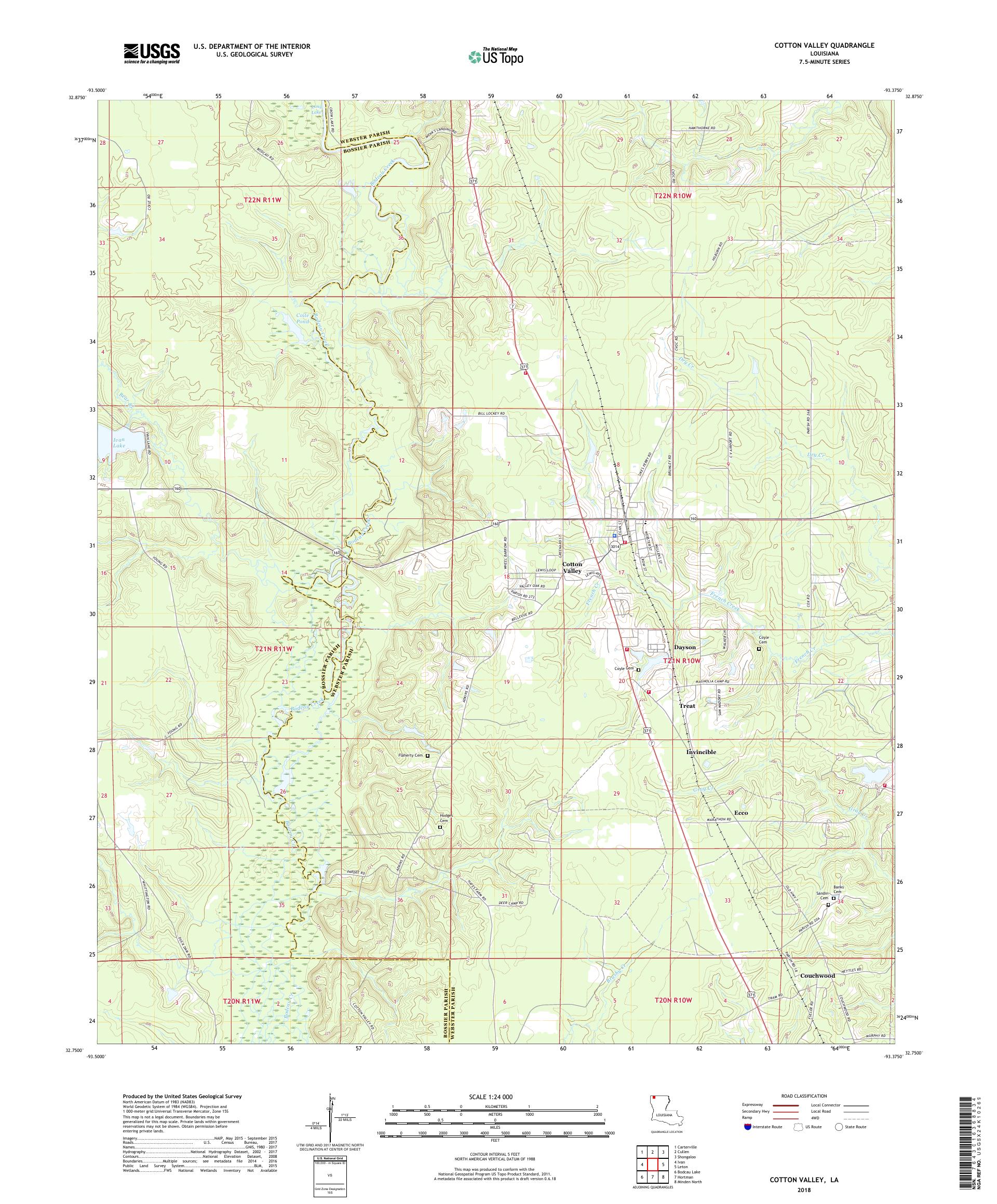 MyTopo Cotton Valley, Louisiana USGS Quad Topo Map