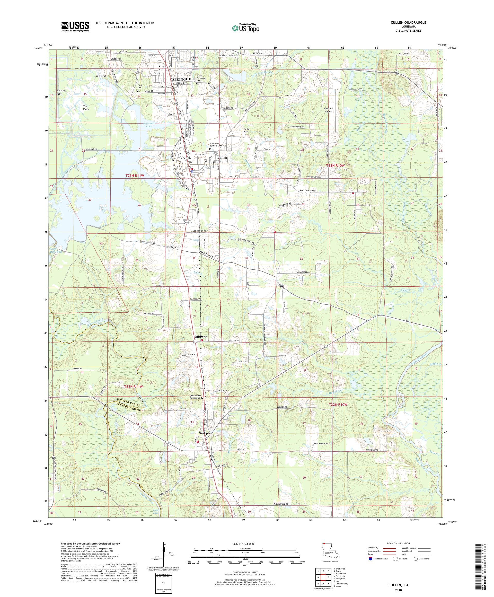 MyTopo Cullen, Louisiana USGS Quad Topo Map