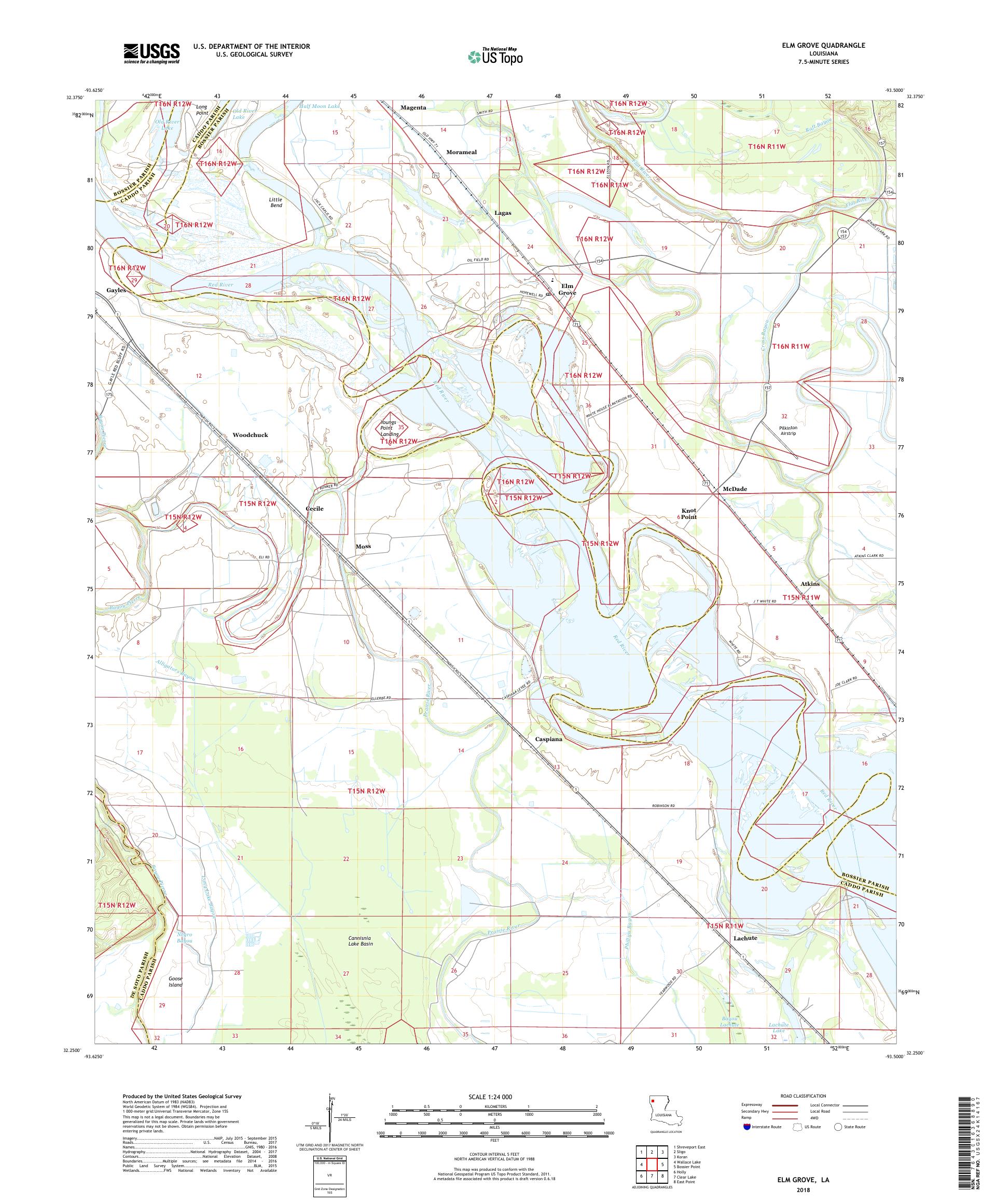 MyTopo Elm Grove, Louisiana USGS Quad Topo Map
