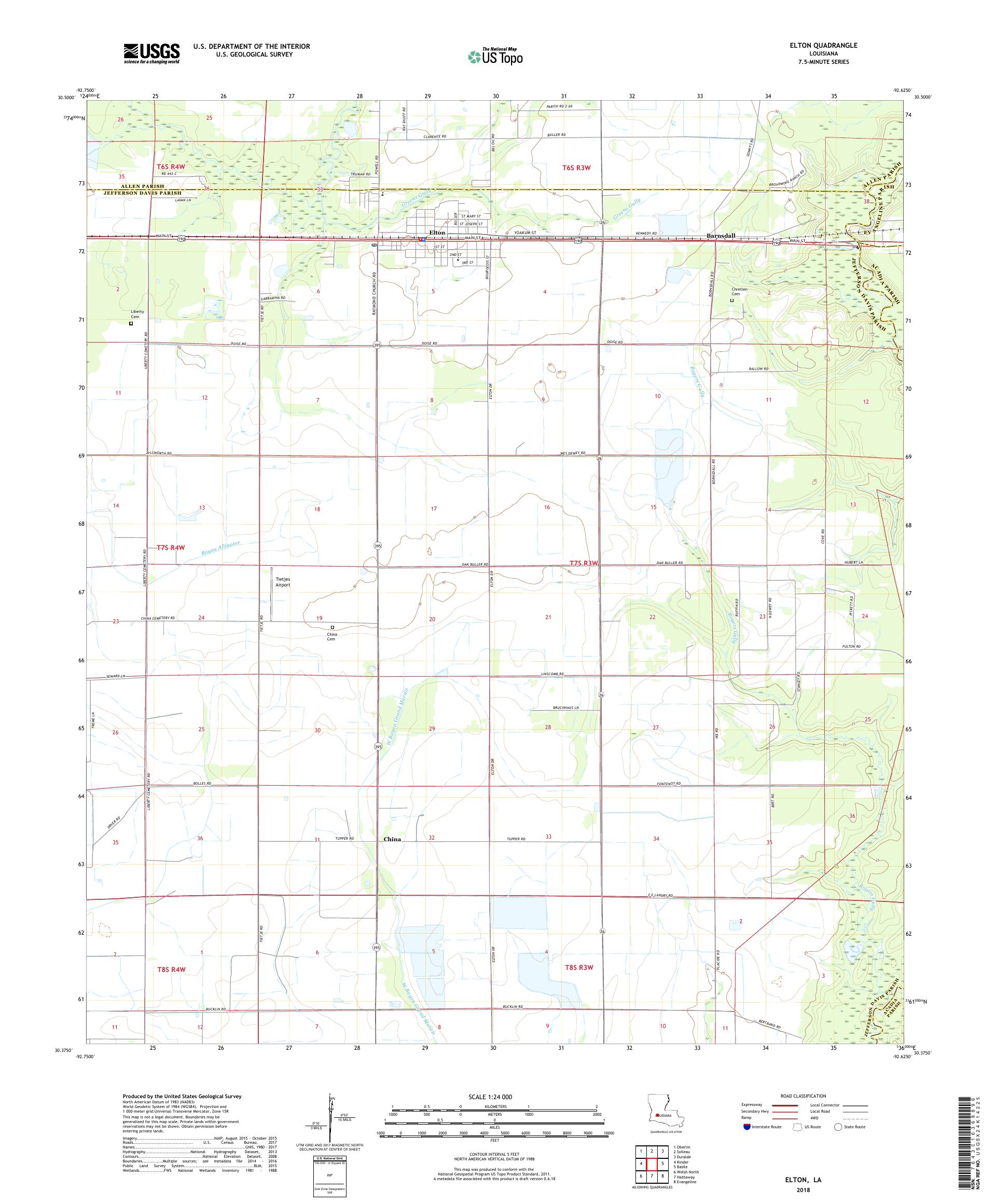 MyTopo Elton, Louisiana USGS Quad Topo Map