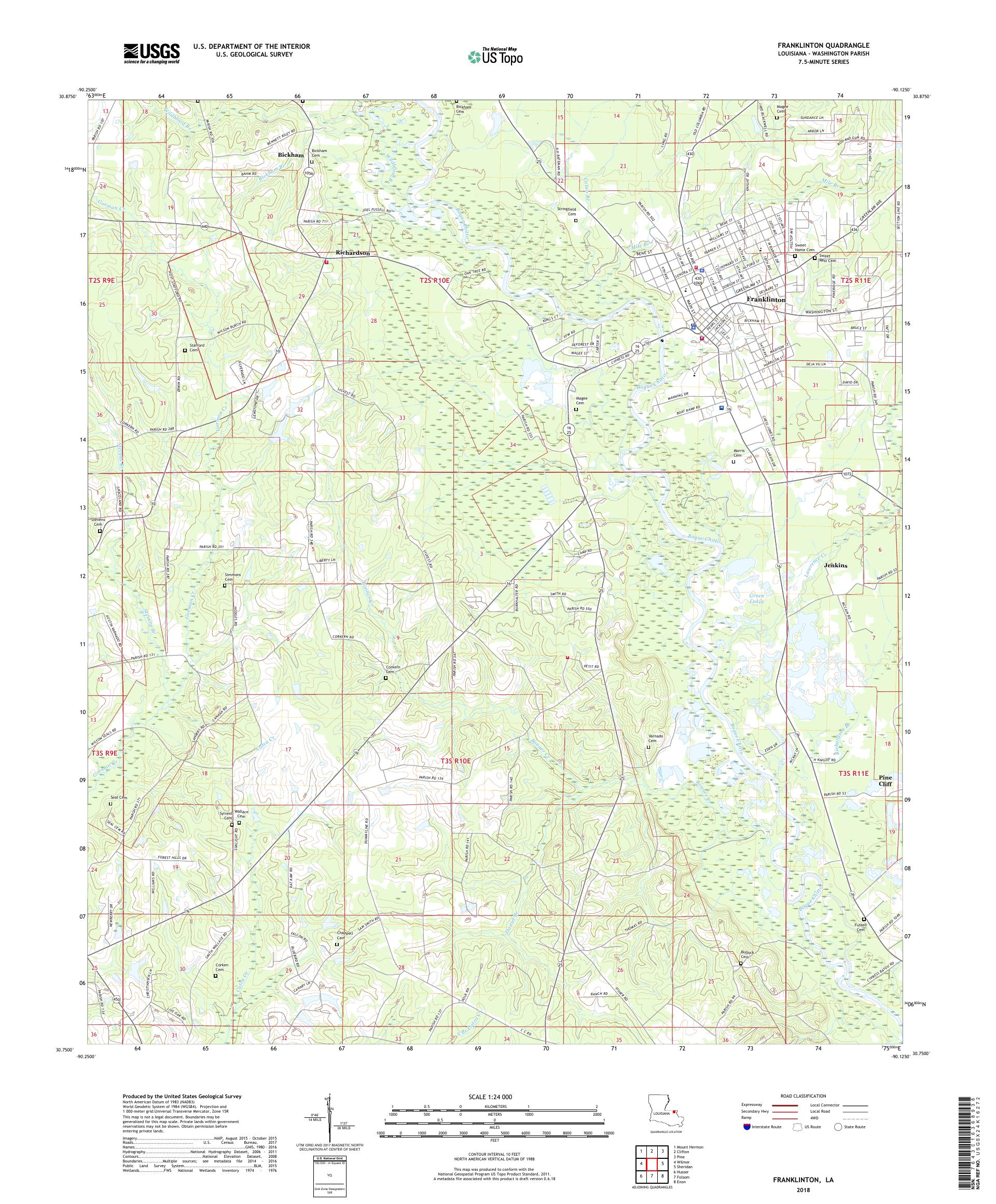 MyTopo Franklinton, Louisiana USGS Quad Topo Map