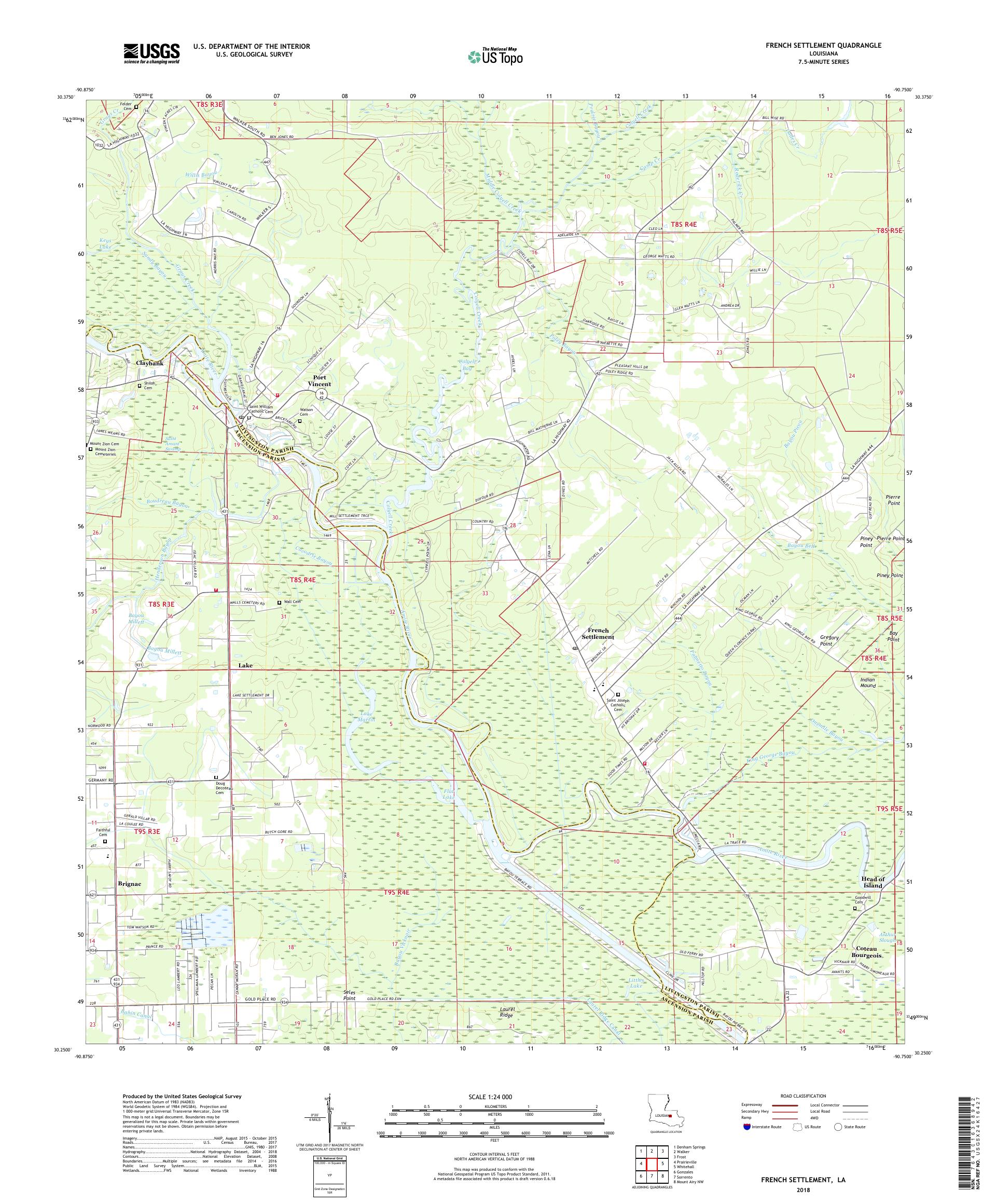MyTopo French Settlement, Louisiana USGS Quad Topo Map