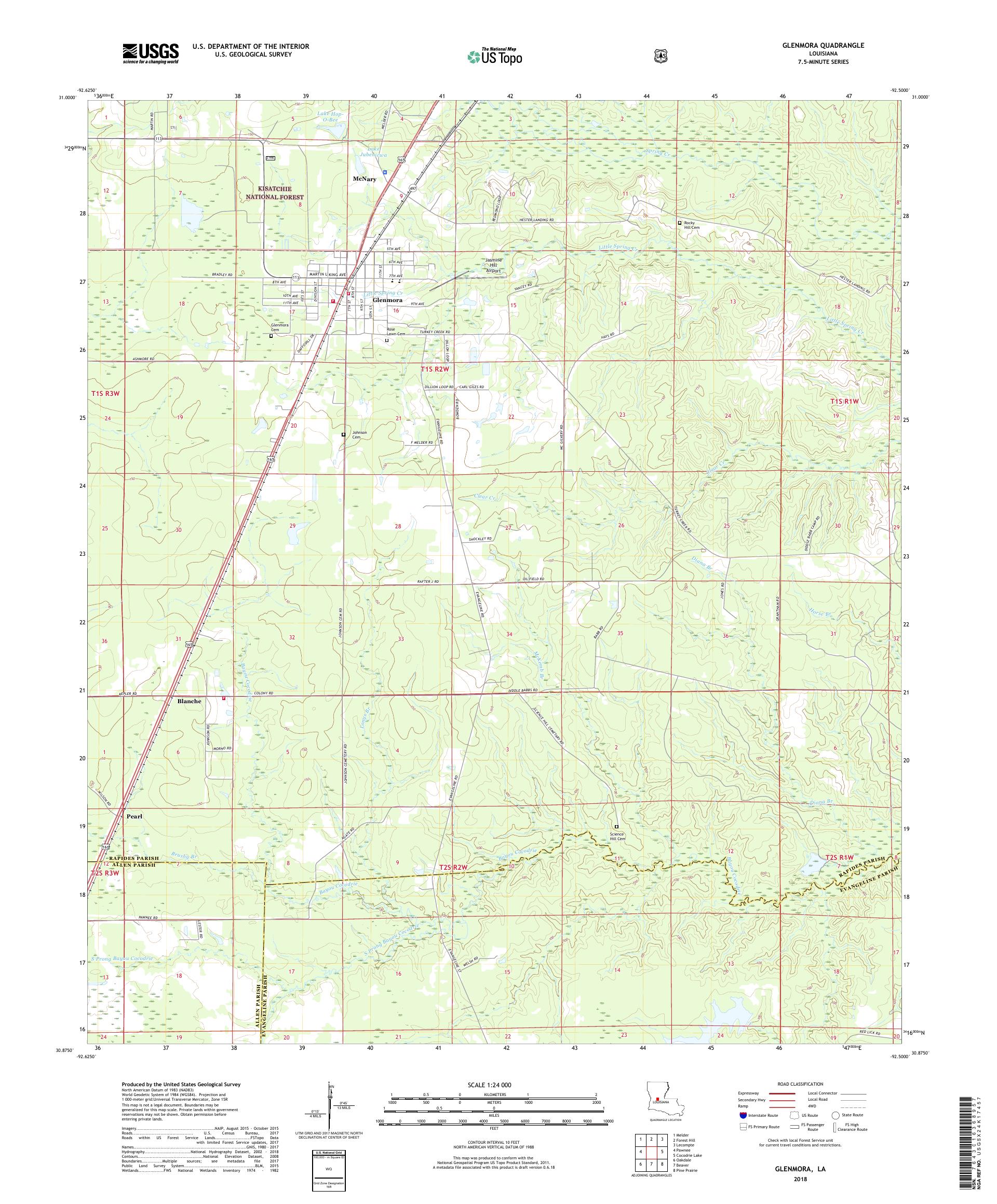 MyTopo Glenmora, Louisiana USGS Quad Topo Map