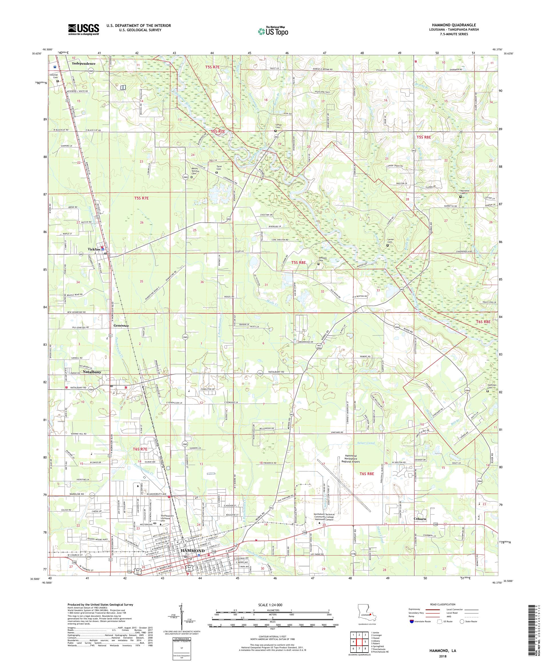MyTopo Hammond, Louisiana USGS Quad Topo Map