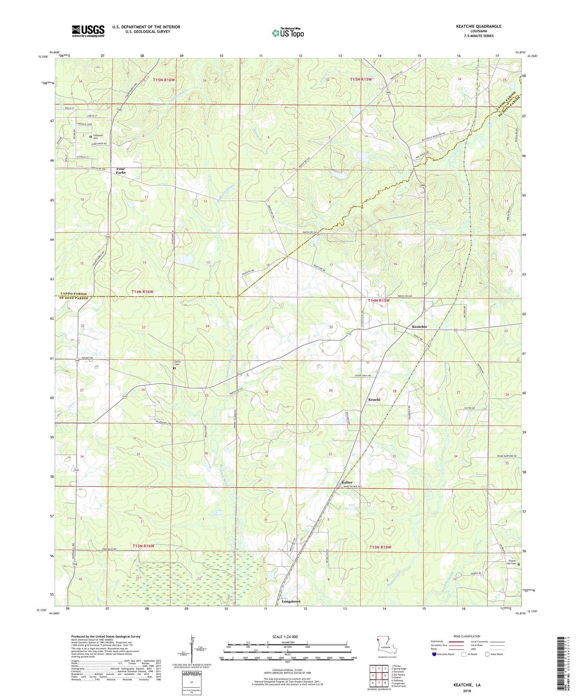 MyTopo Keatchie, Louisiana USGS Quad Topo Map