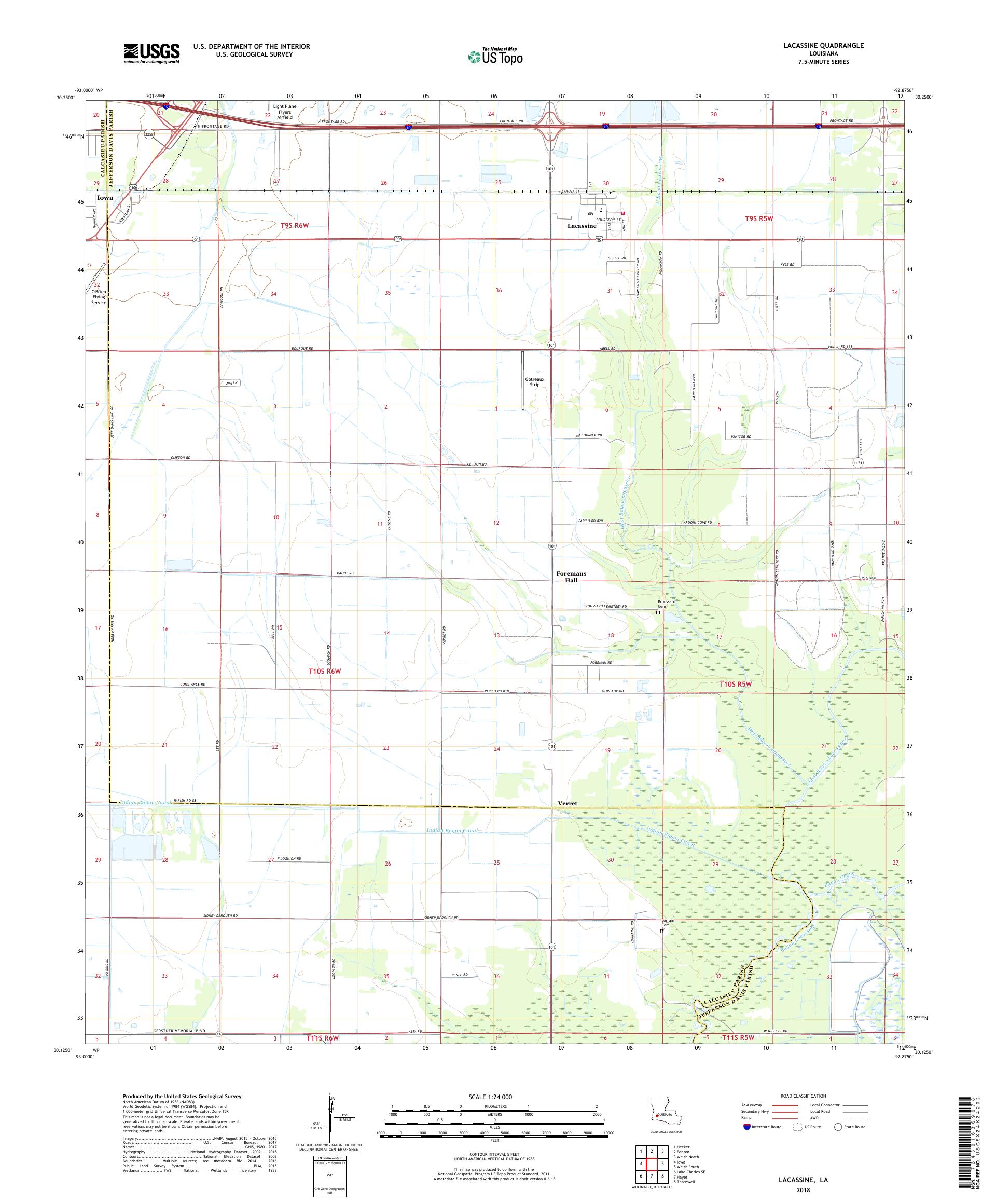 MyTopo Lacassine, Louisiana USGS Quad Topo Map