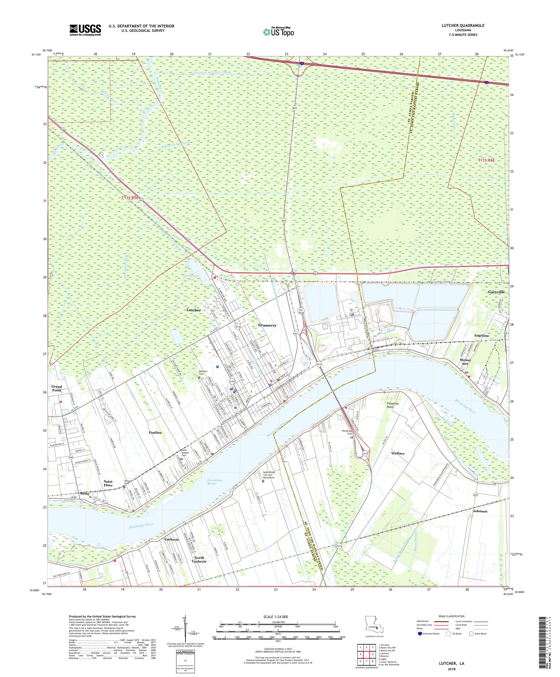 MyTopo Lutcher, Louisiana USGS Quad Topo Map
