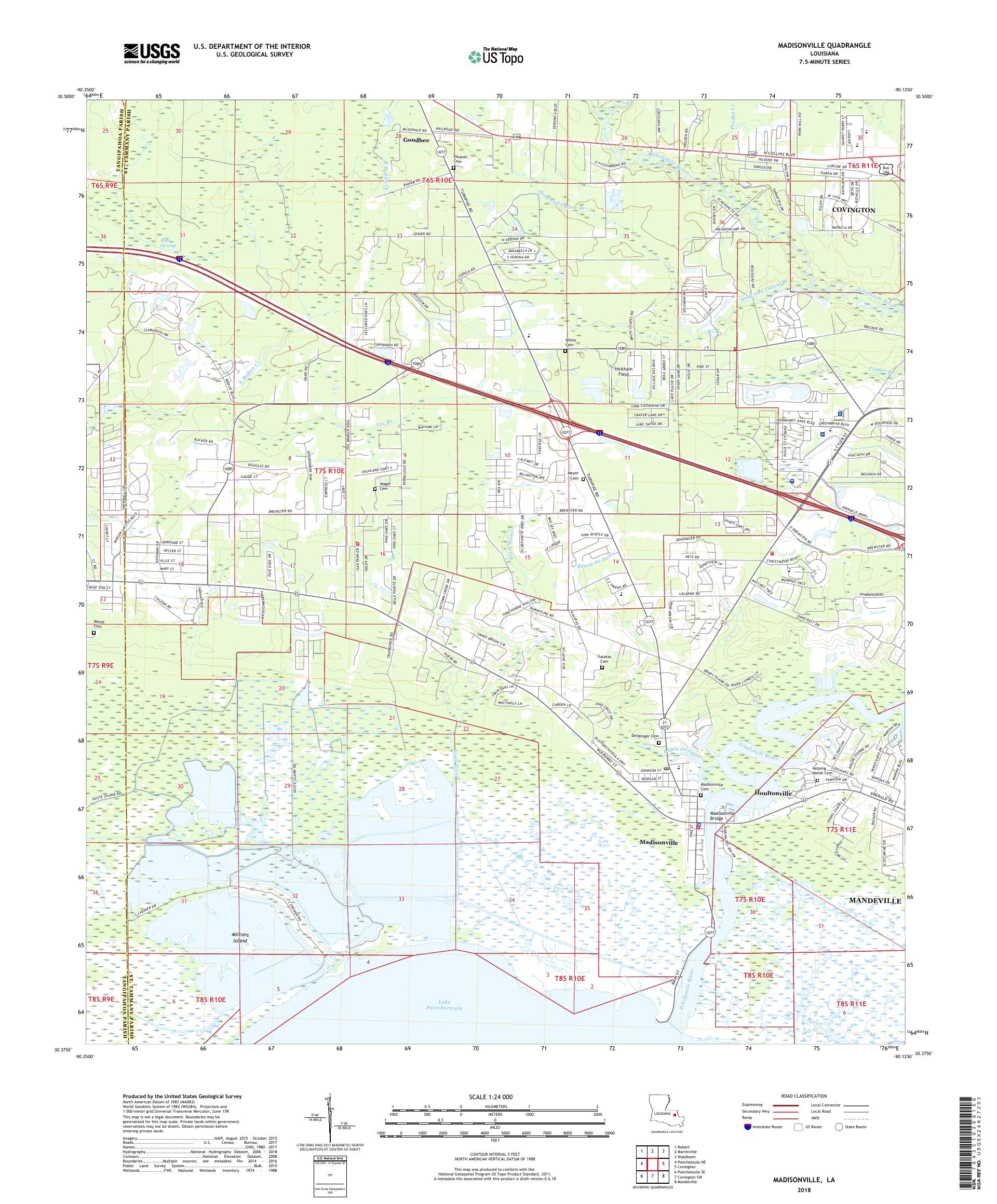 MyTopo Madisonville, Louisiana USGS Quad Topo Map