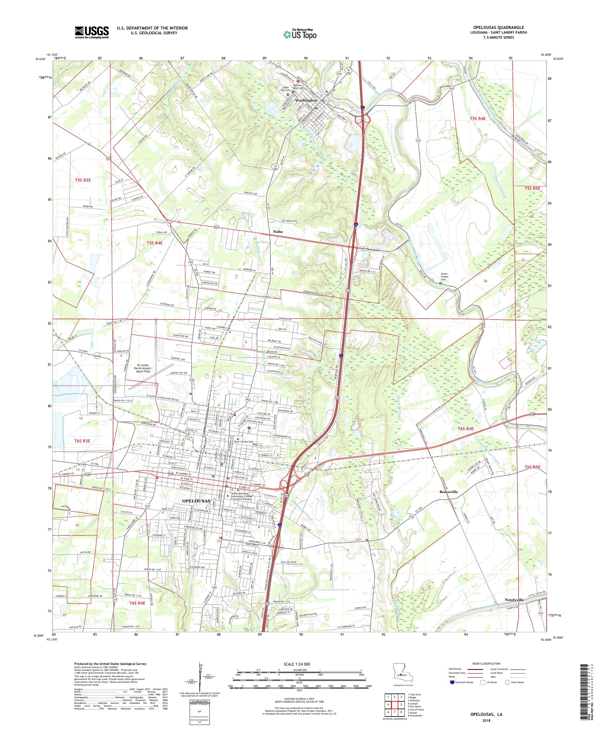 MyTopo Opelousas, Louisiana USGS Quad Topo Map