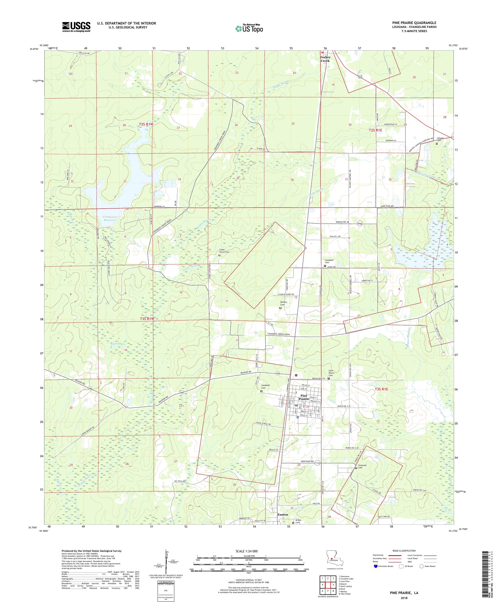 MyTopo Pine Prairie, Louisiana USGS Quad Topo Map