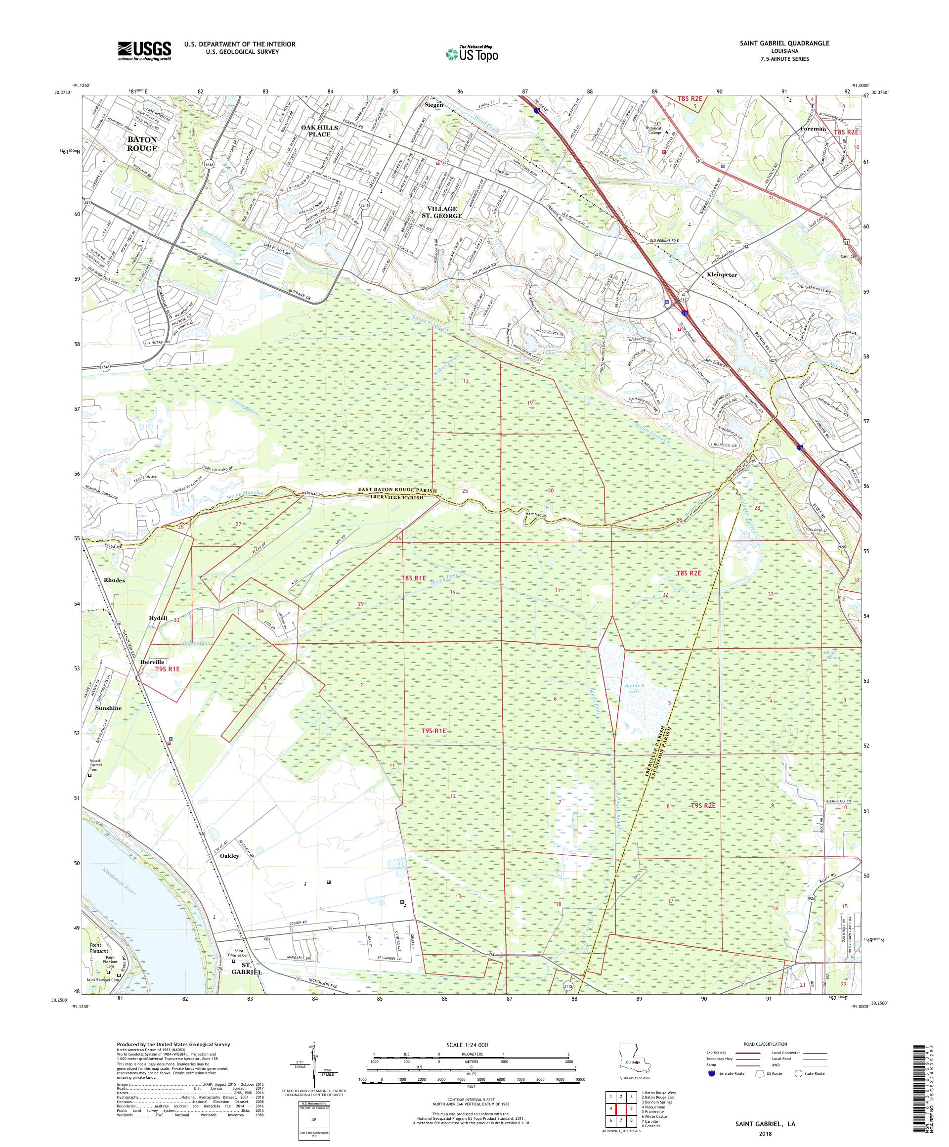 MyTopo Saint Gabriel, Louisiana USGS Quad Topo Map