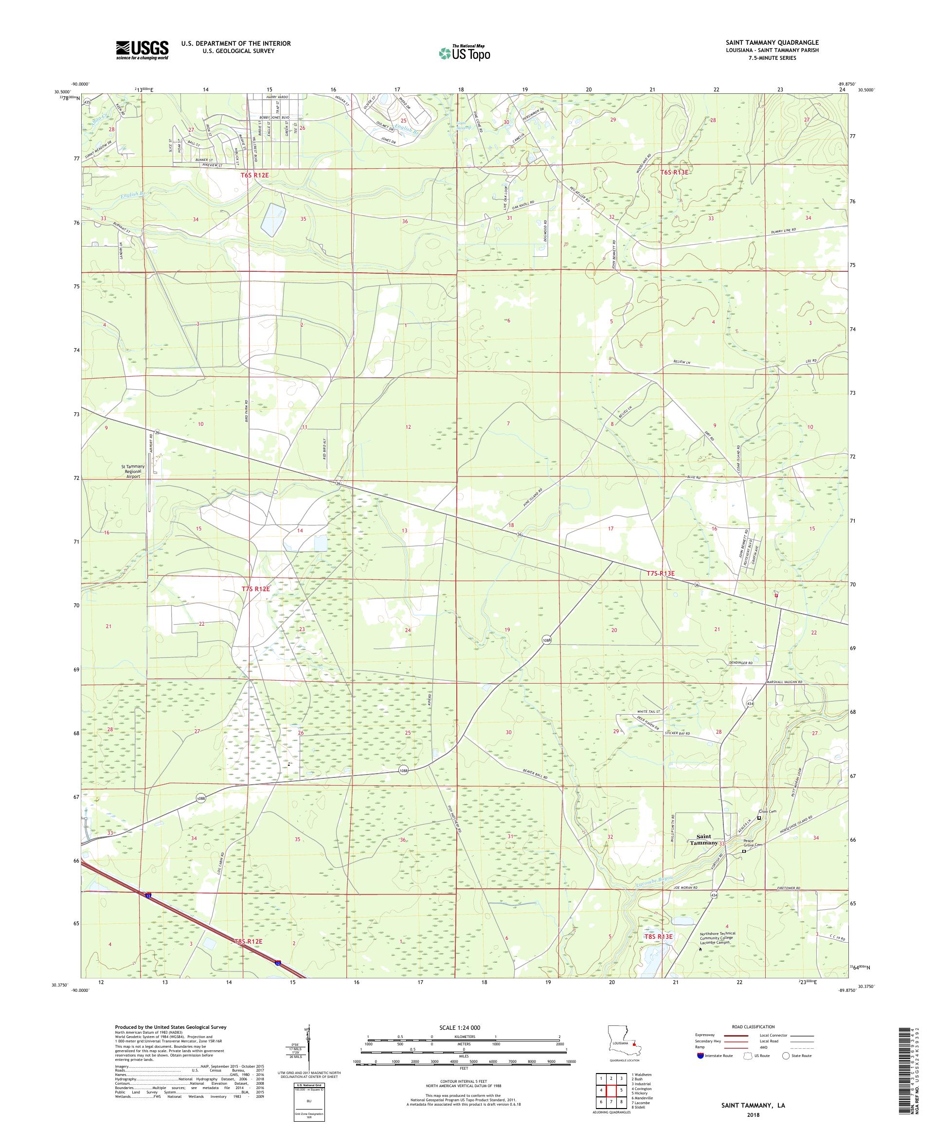 MyTopo Saint Tammany, Louisiana USGS Quad Topo Map
