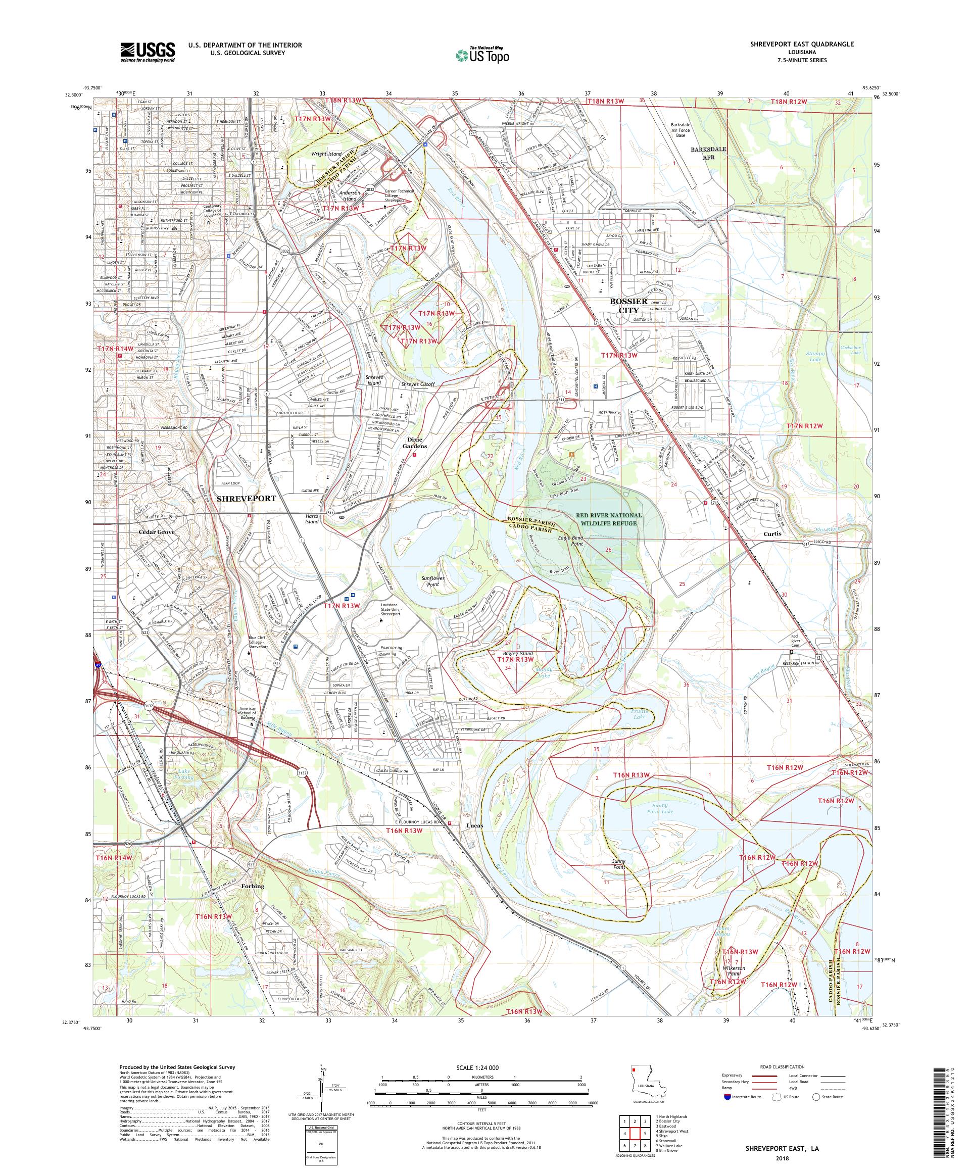MyTopo Shreveport East, Louisiana USGS Quad Topo Map