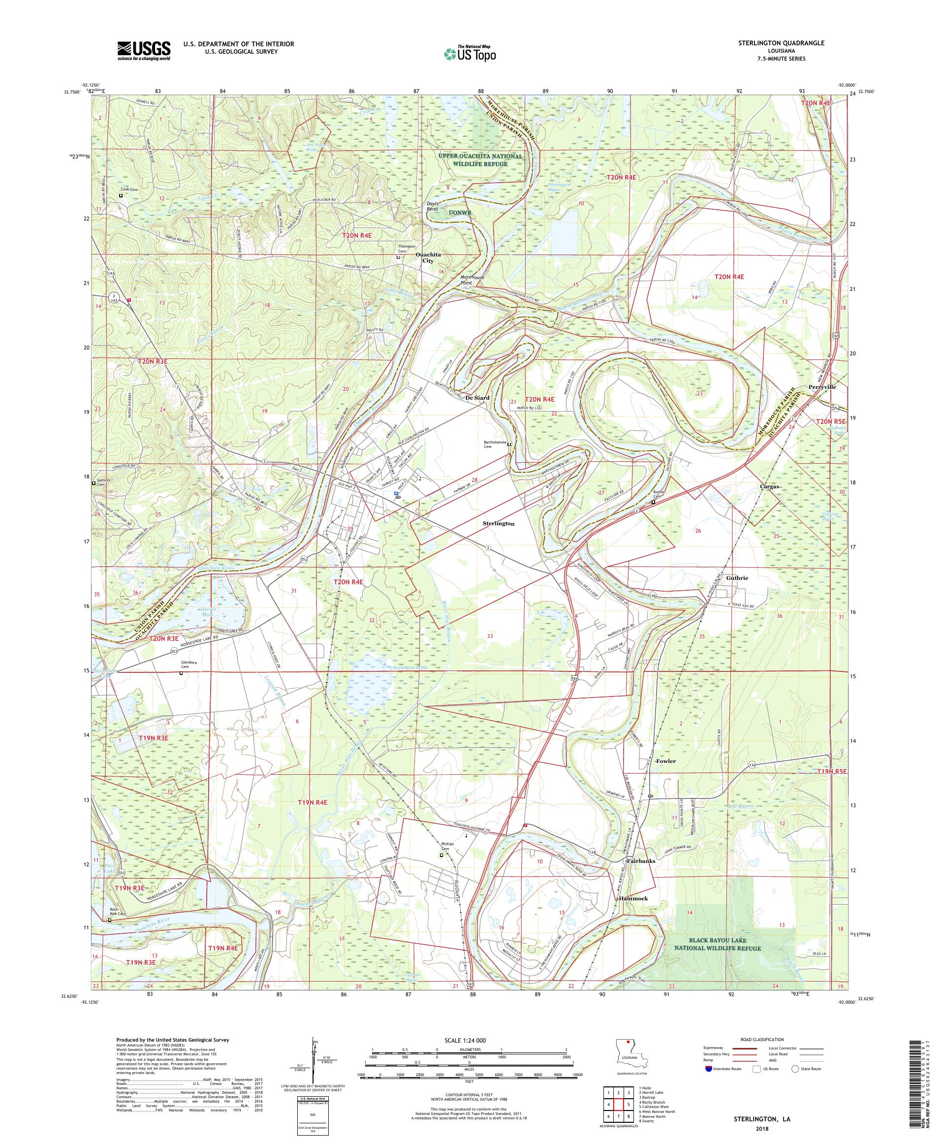 MyTopo Sterlington, Louisiana USGS Quad Topo Map