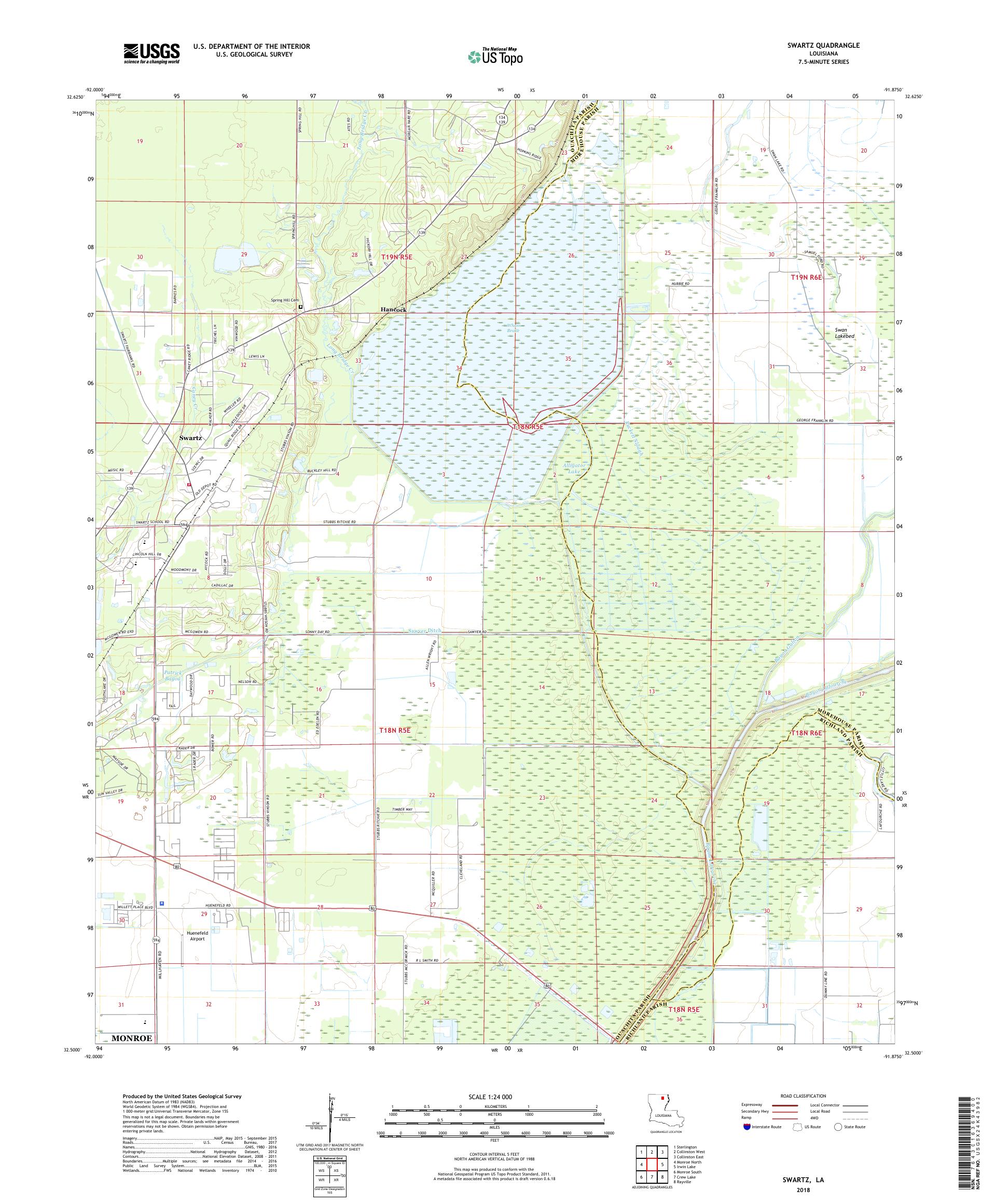 MyTopo Swartz, Louisiana USGS Quad Topo Map