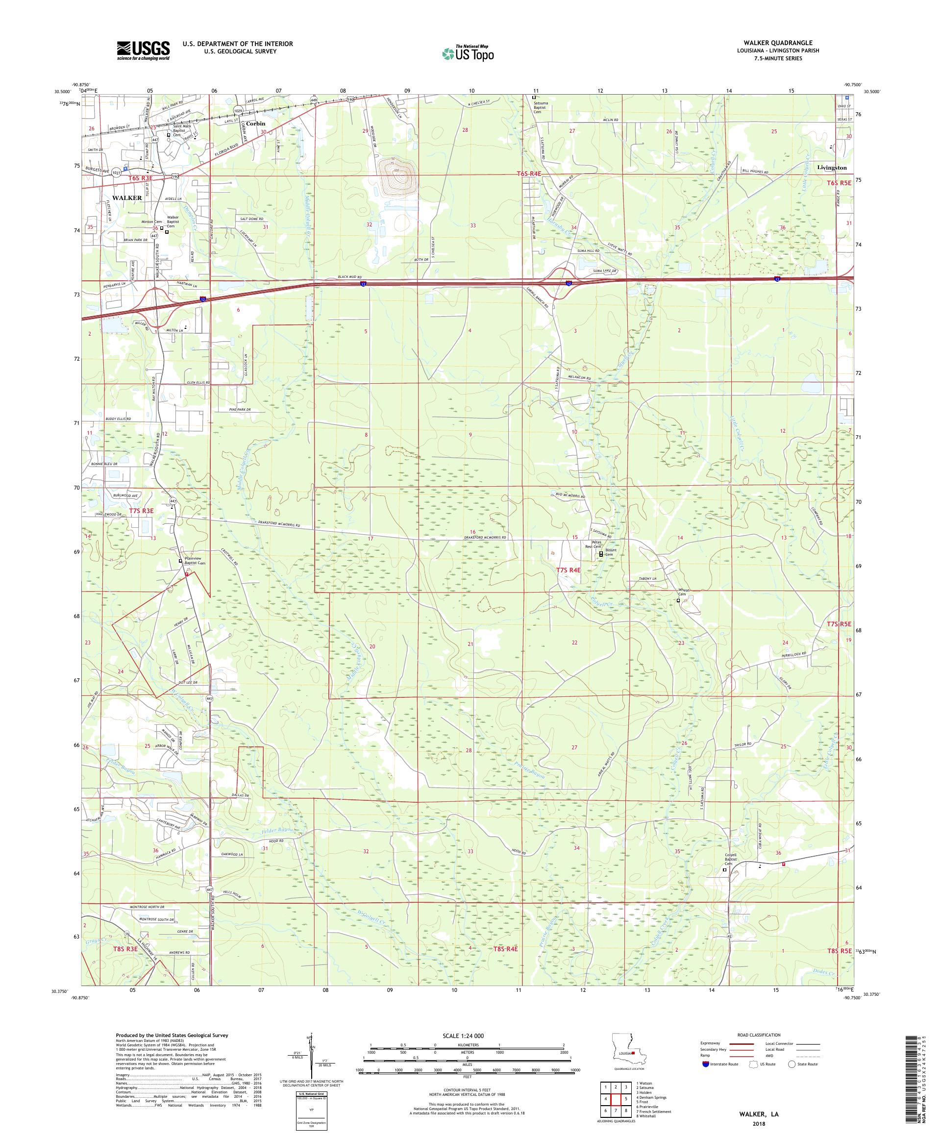 MyTopo Walker, Louisiana USGS Quad Topo Map