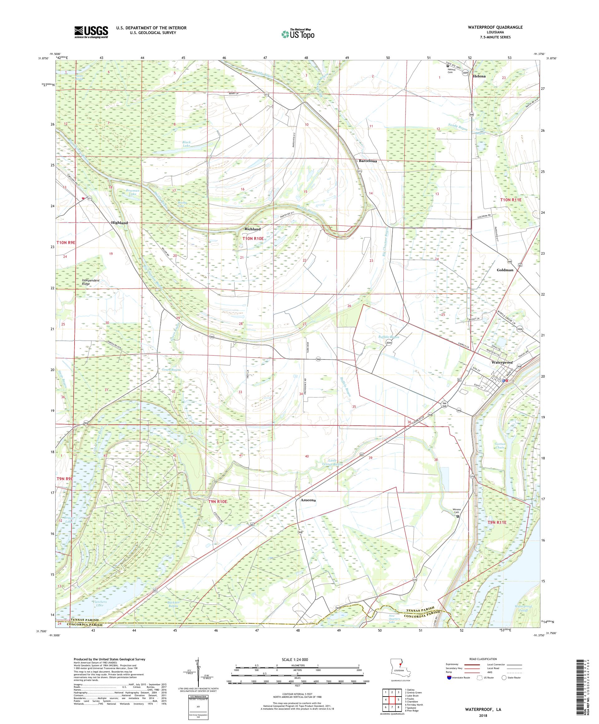 MyTopo Waterproof, Louisiana USGS Quad Topo Map
