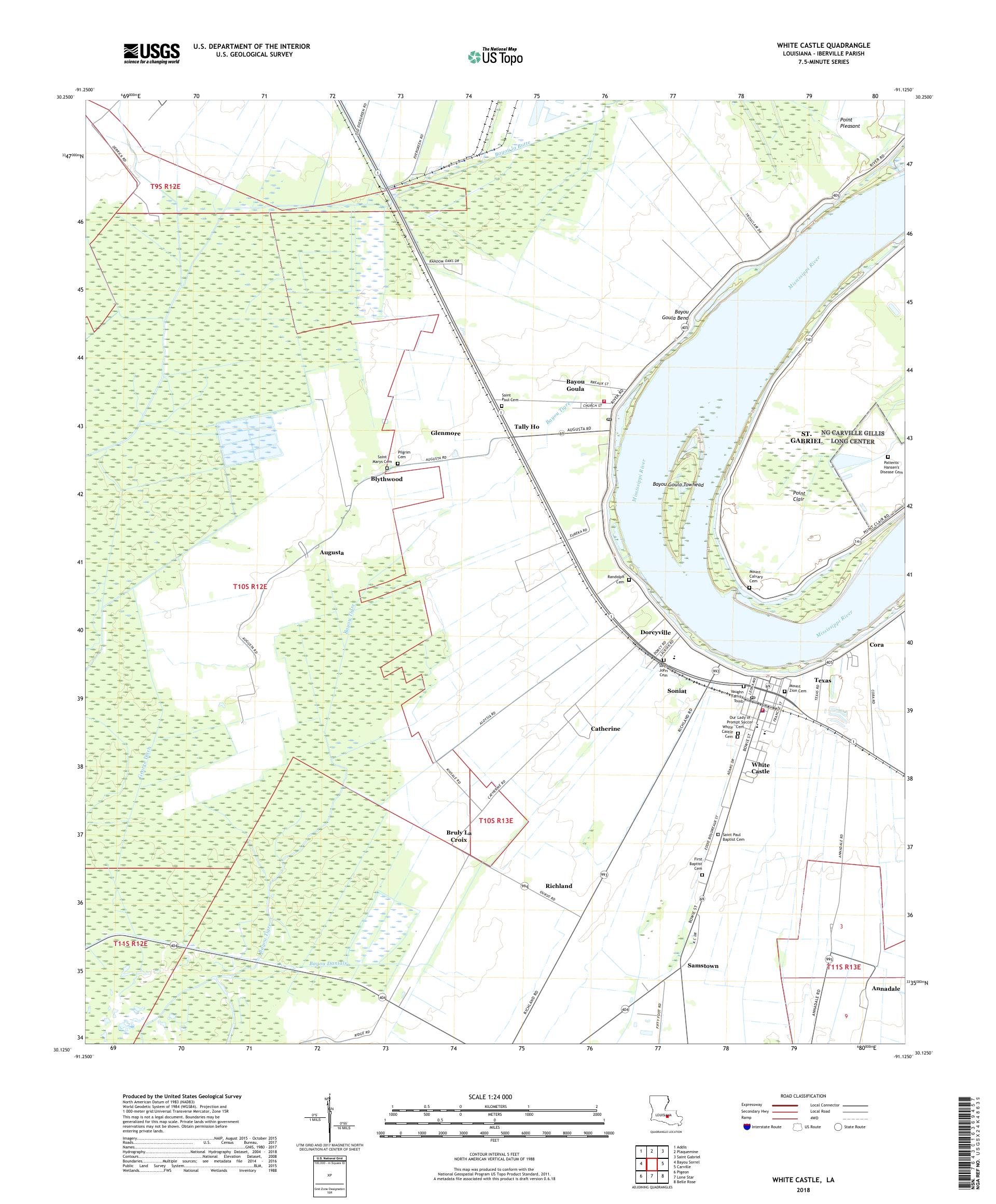 MyTopo White Castle, Louisiana USGS Quad Topo Map