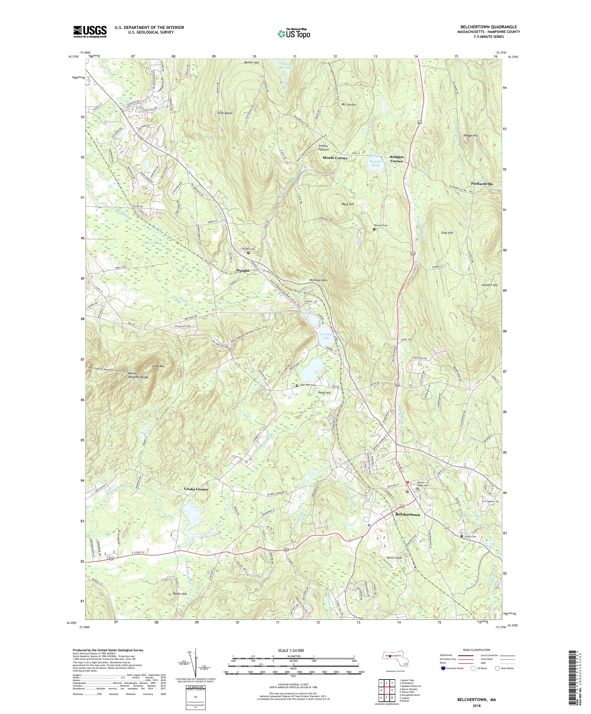 MyTopo Belchertown, Massachusetts USGS Quad Topo Map