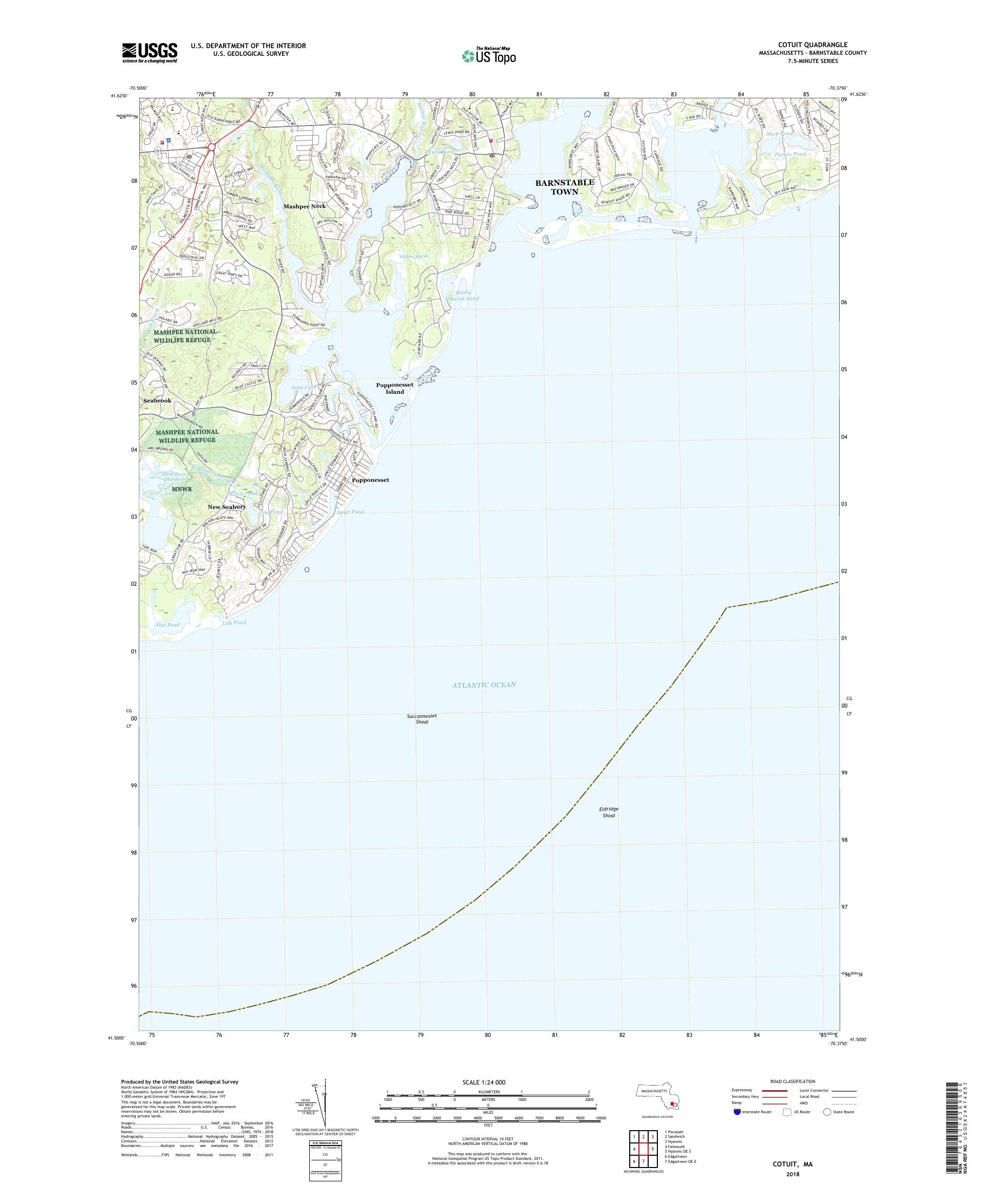 MyTopo Cotuit, Massachusetts USGS Quad Topo Map