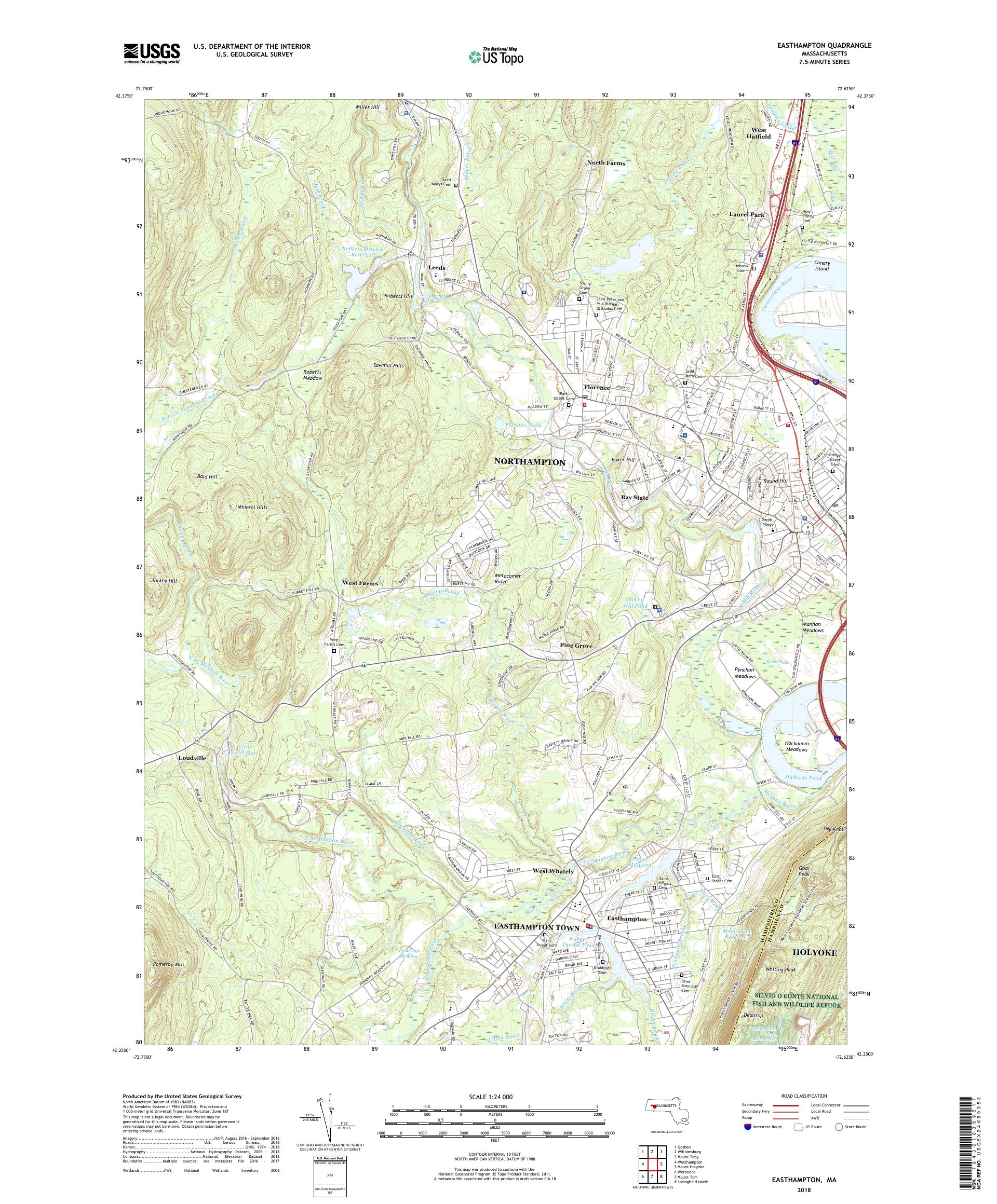 MyTopo Easthampton, Massachusetts USGS Quad Topo Map