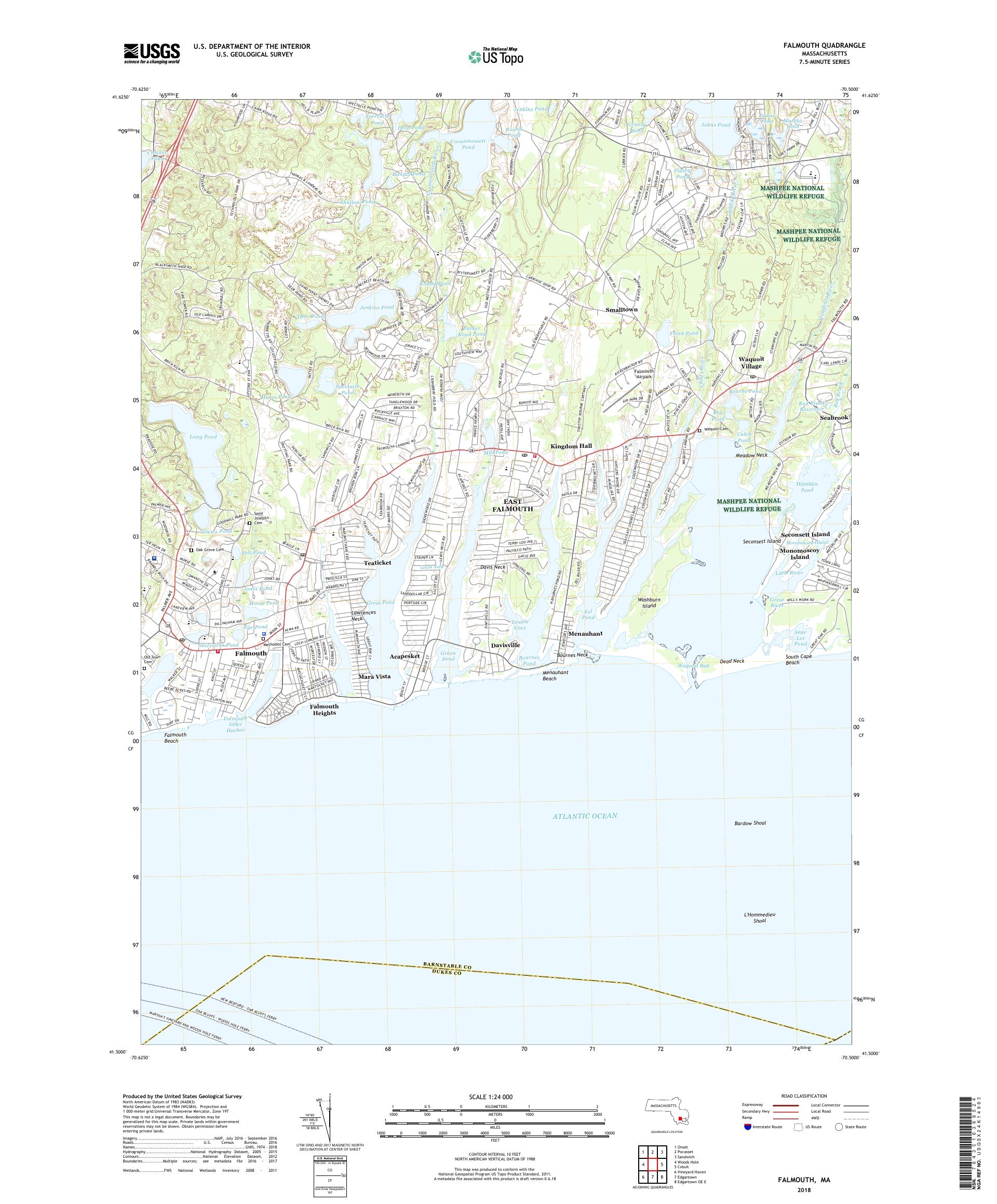 MyTopo Falmouth, Massachusetts USGS Quad Topo Map