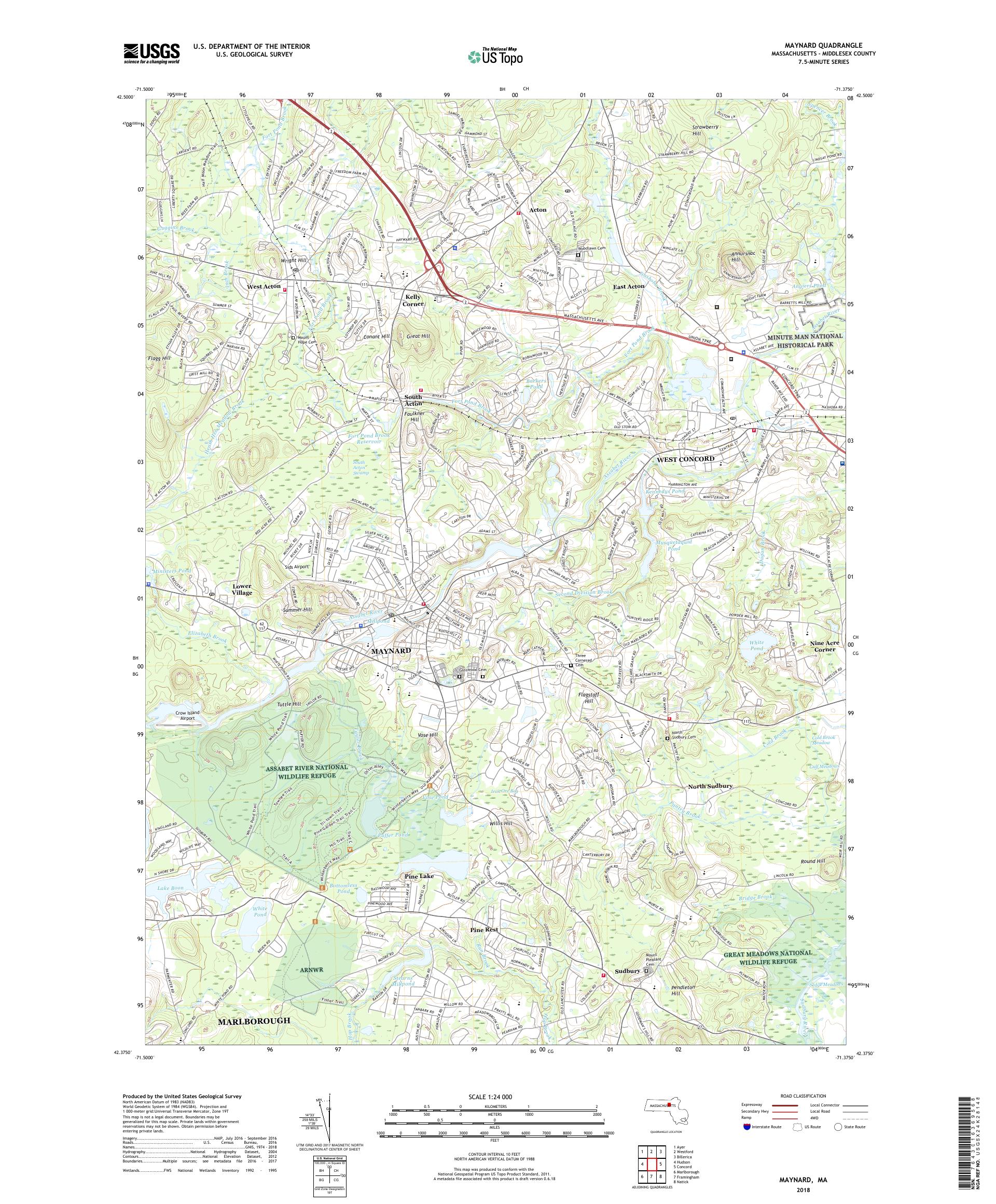 MyTopo Maynard, Massachusetts USGS Quad Topo Map