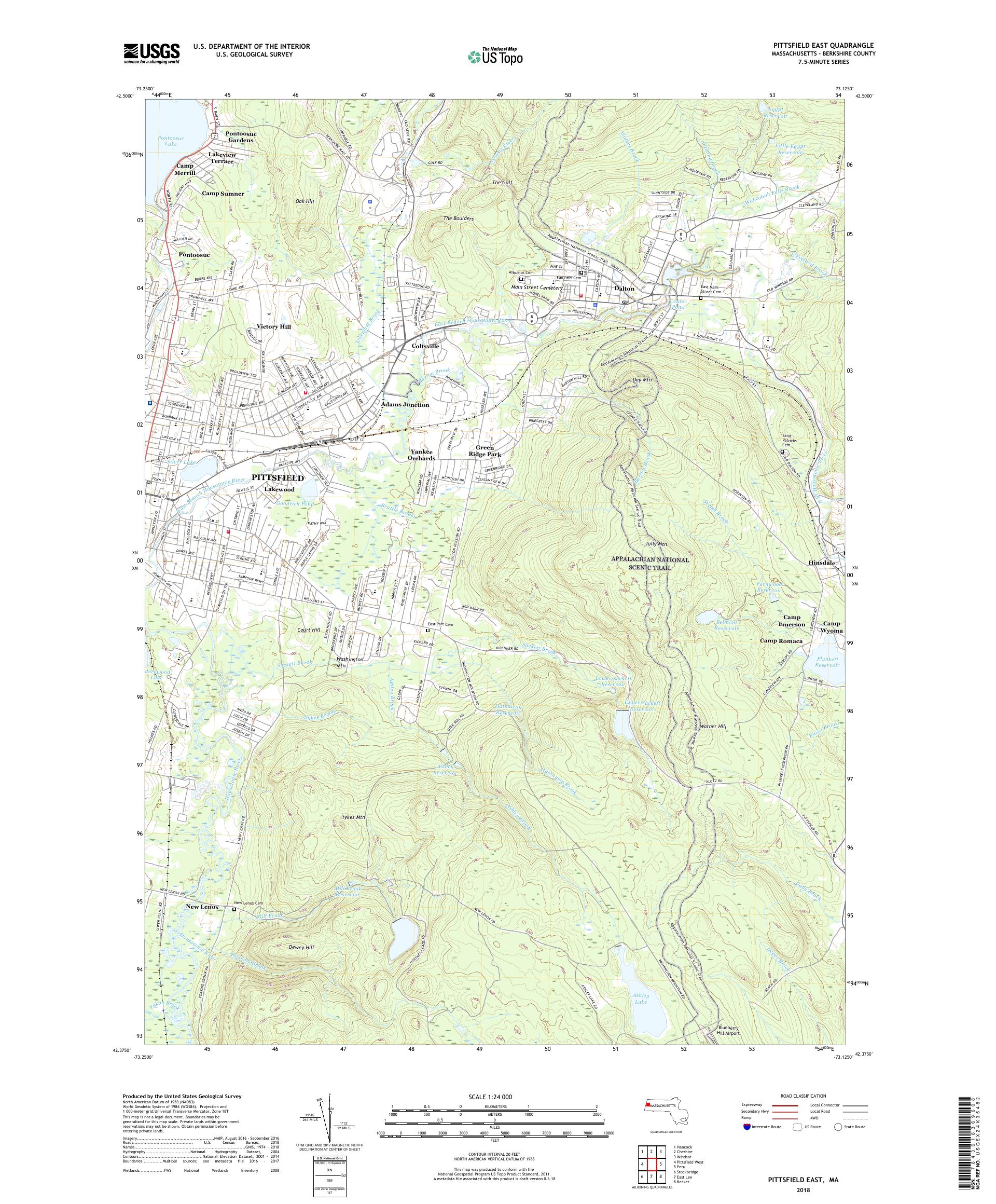 MyTopo Pittsfield East, Massachusetts USGS Quad Topo Map