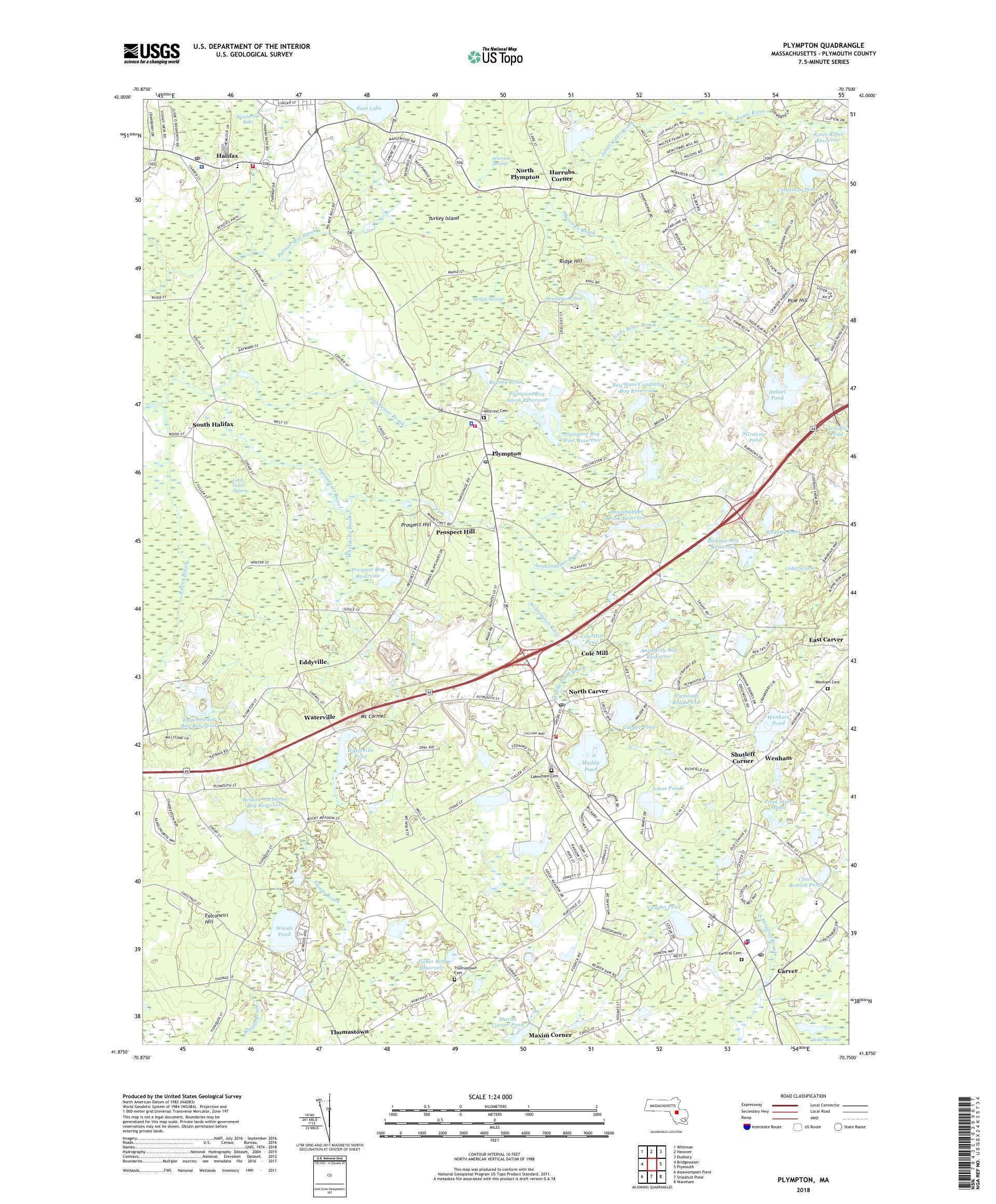MyTopo Plympton, Massachusetts USGS Quad Topo Map