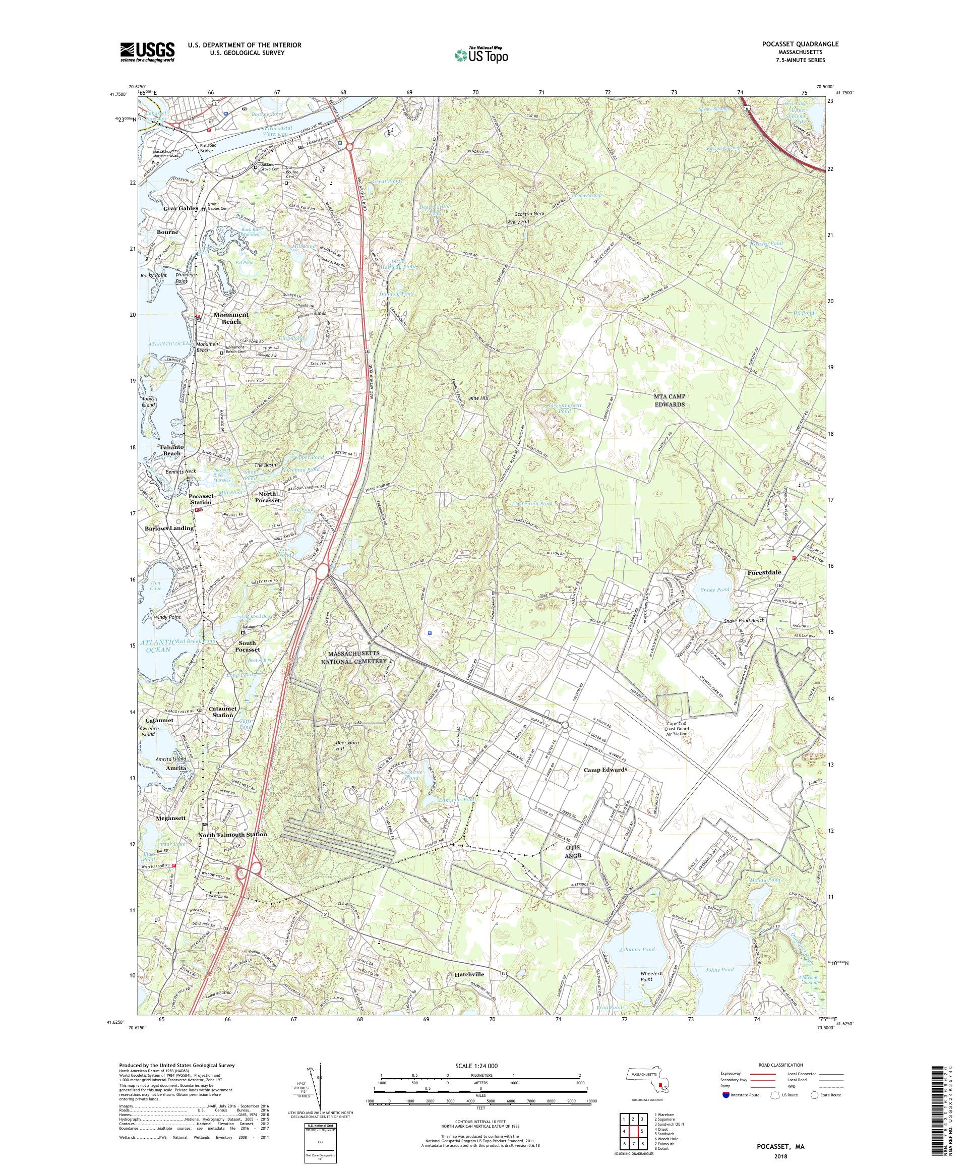 MyTopo Pocasset, Massachusetts USGS Quad Topo Map