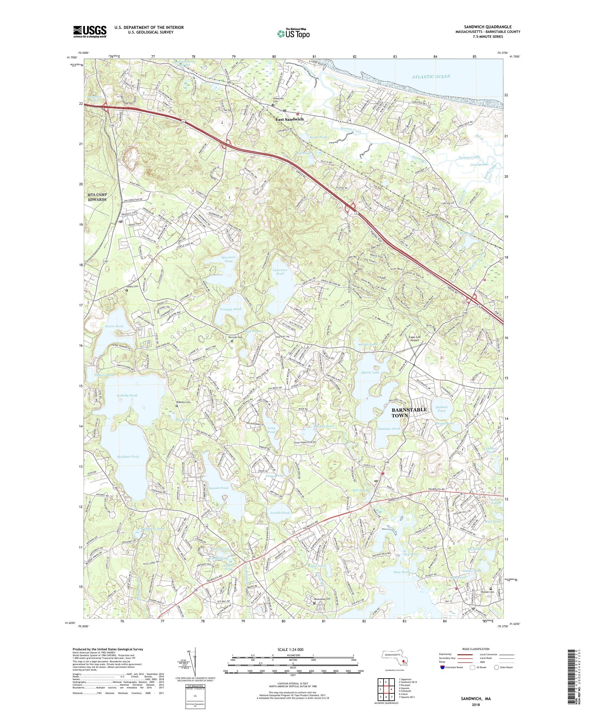 MyTopo Sandwich, Massachusetts USGS Quad Topo Map