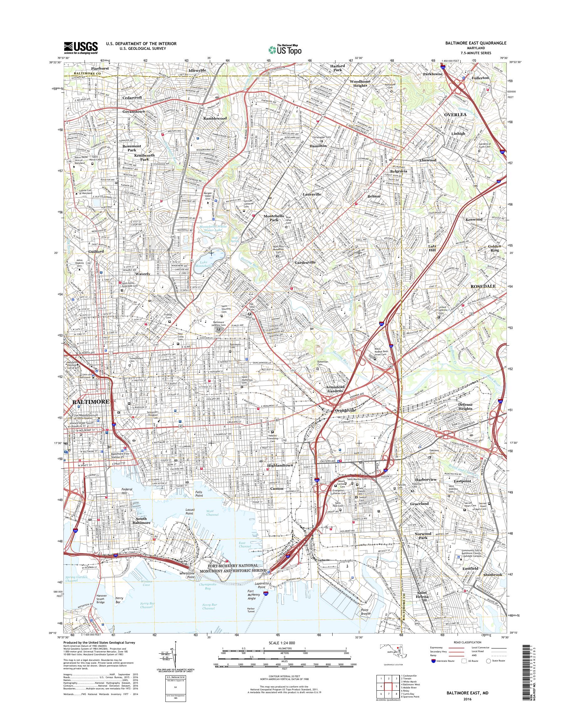 MyTopo Baltimore East, Maryland USGS Quad Topo Map