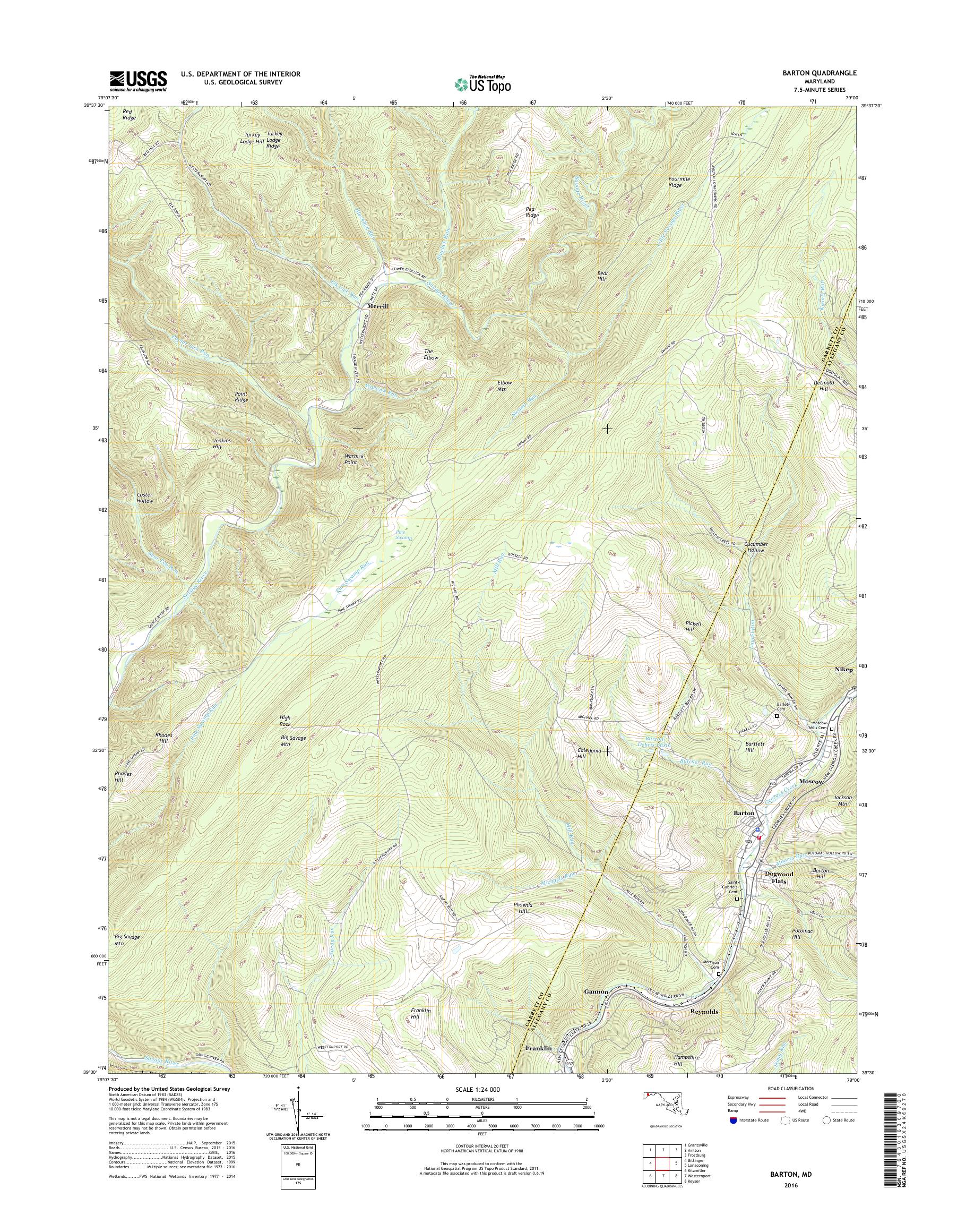 MyTopo Barton, Maryland USGS Quad Topo Map
