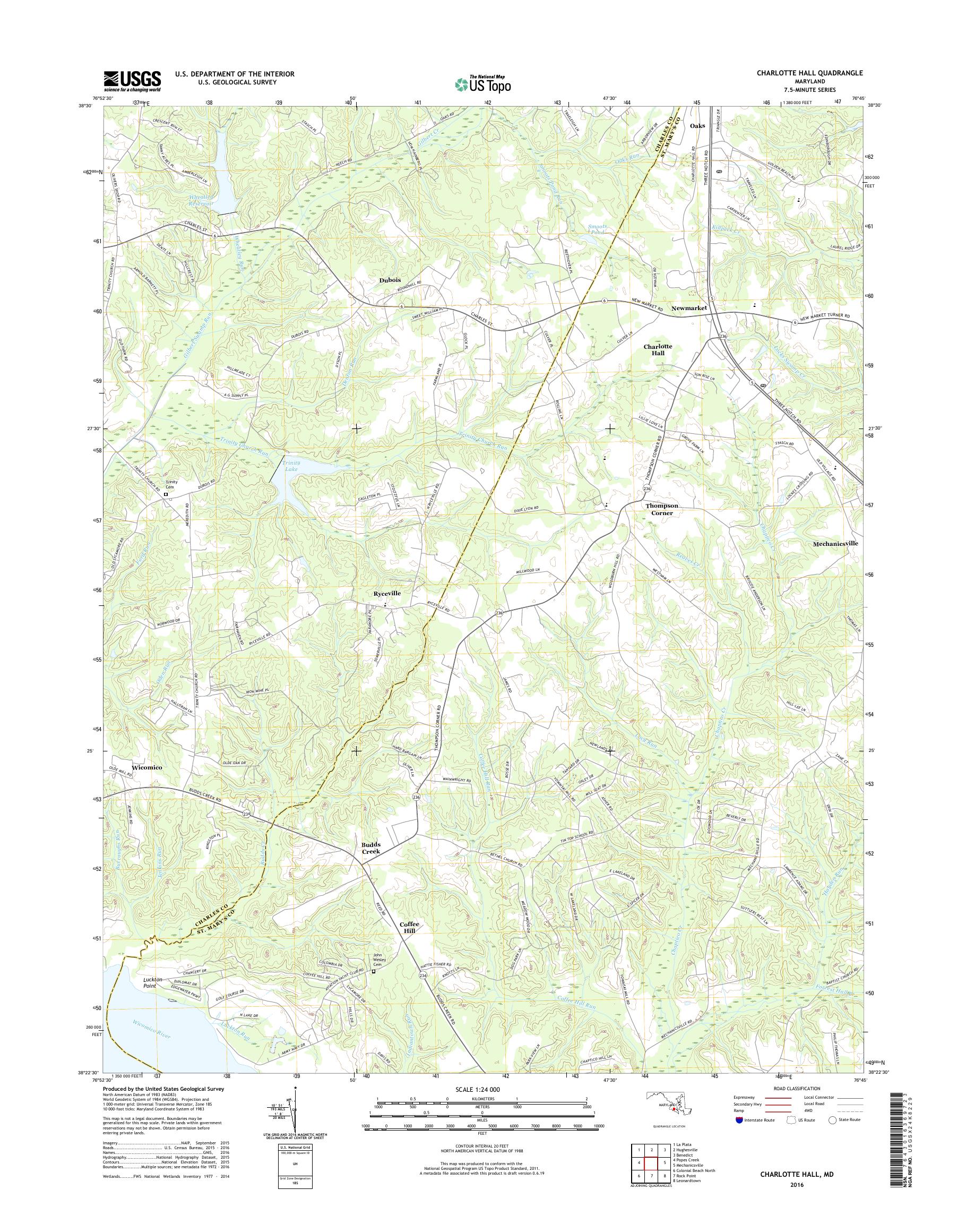 MyTopo Charlotte Hall, Maryland USGS Quad Topo Map