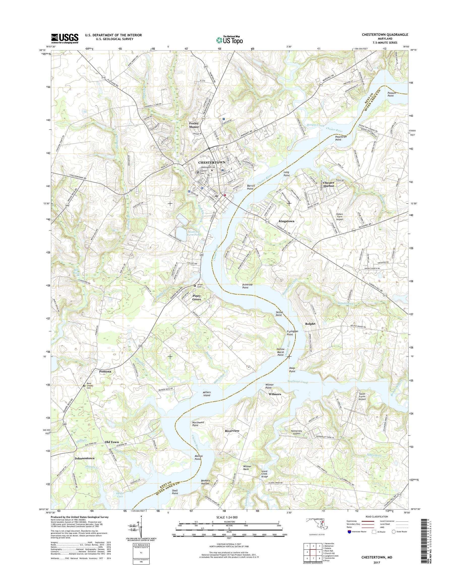 MyTopo Chestertown, Maryland USGS Quad Topo Map