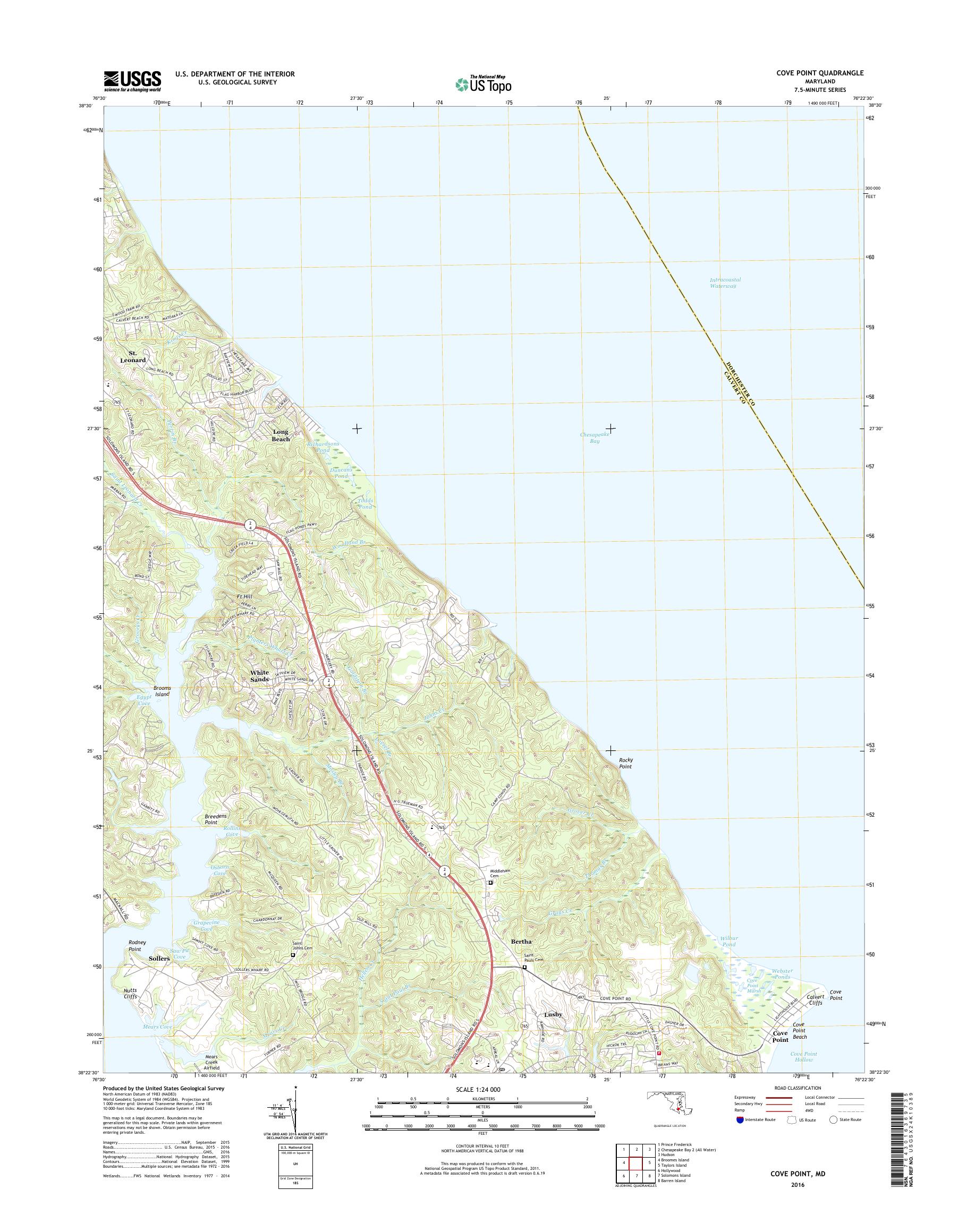 MyTopo Cove Point, Maryland USGS Quad Topo Map