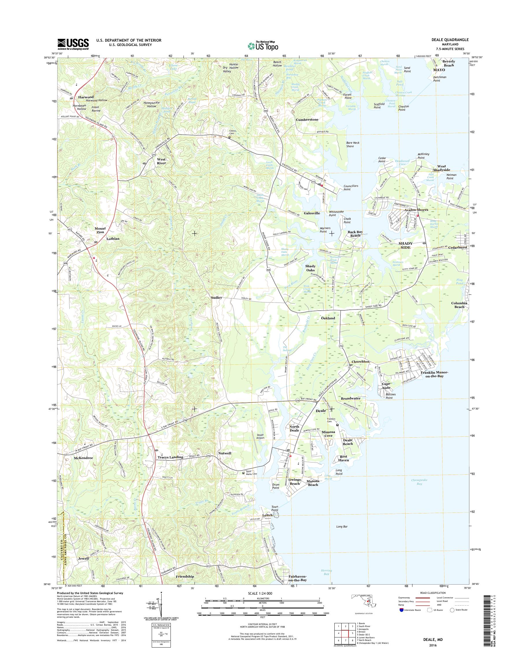 MyTopo Deale, Maryland USGS Quad Topo Map