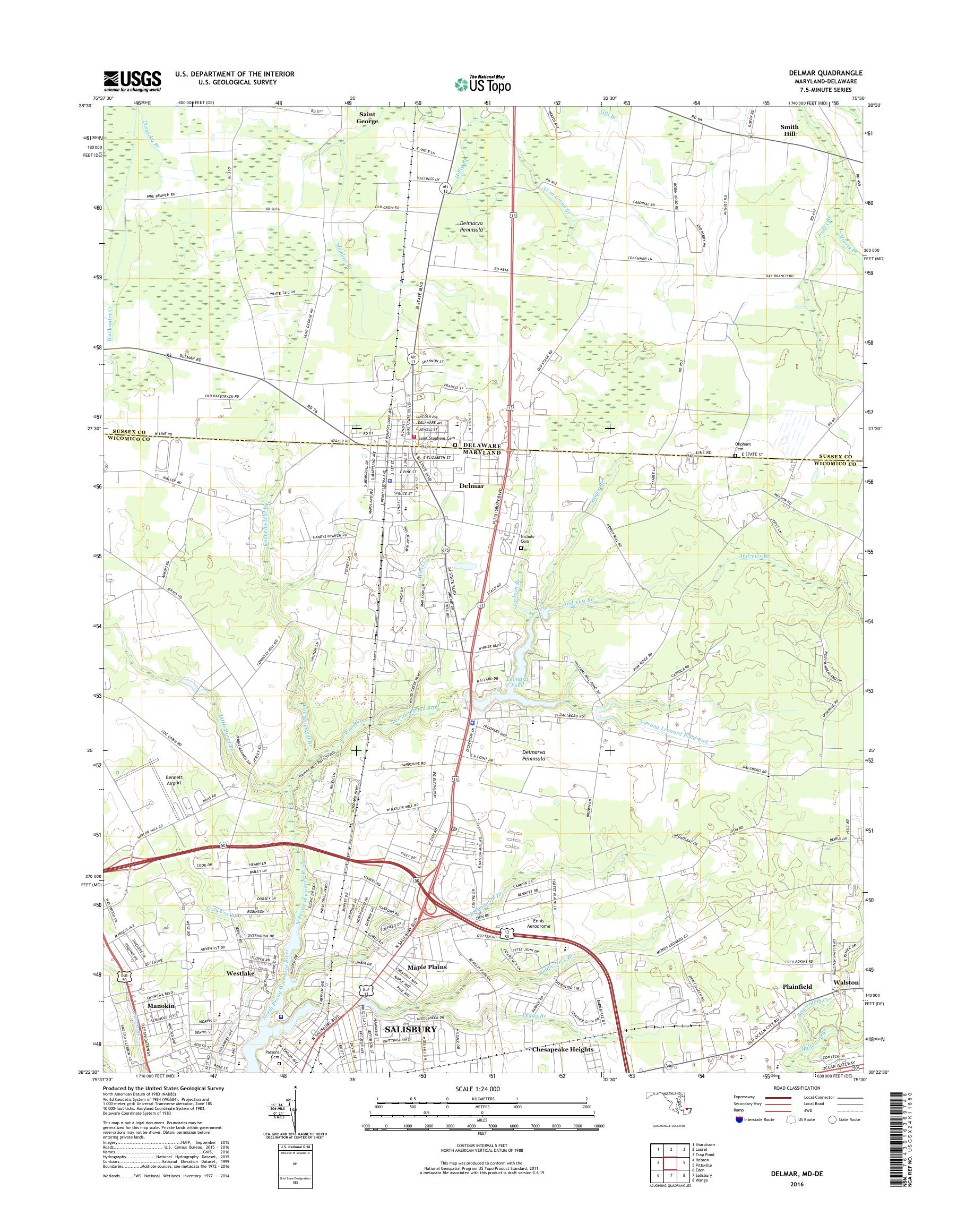 MyTopo Delmar, Maryland USGS Quad Topo Map