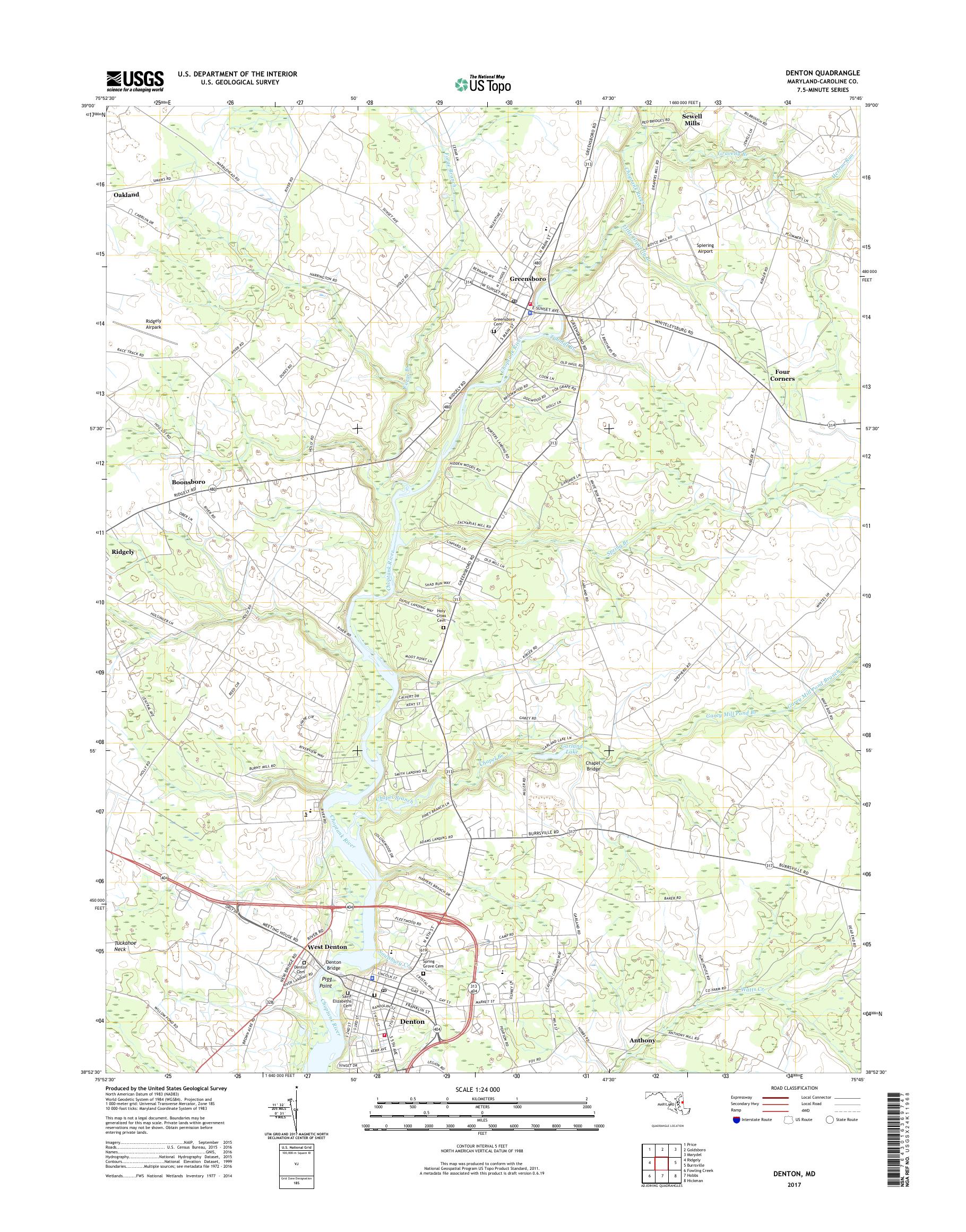 MyTopo Denton, Maryland USGS Quad Topo Map