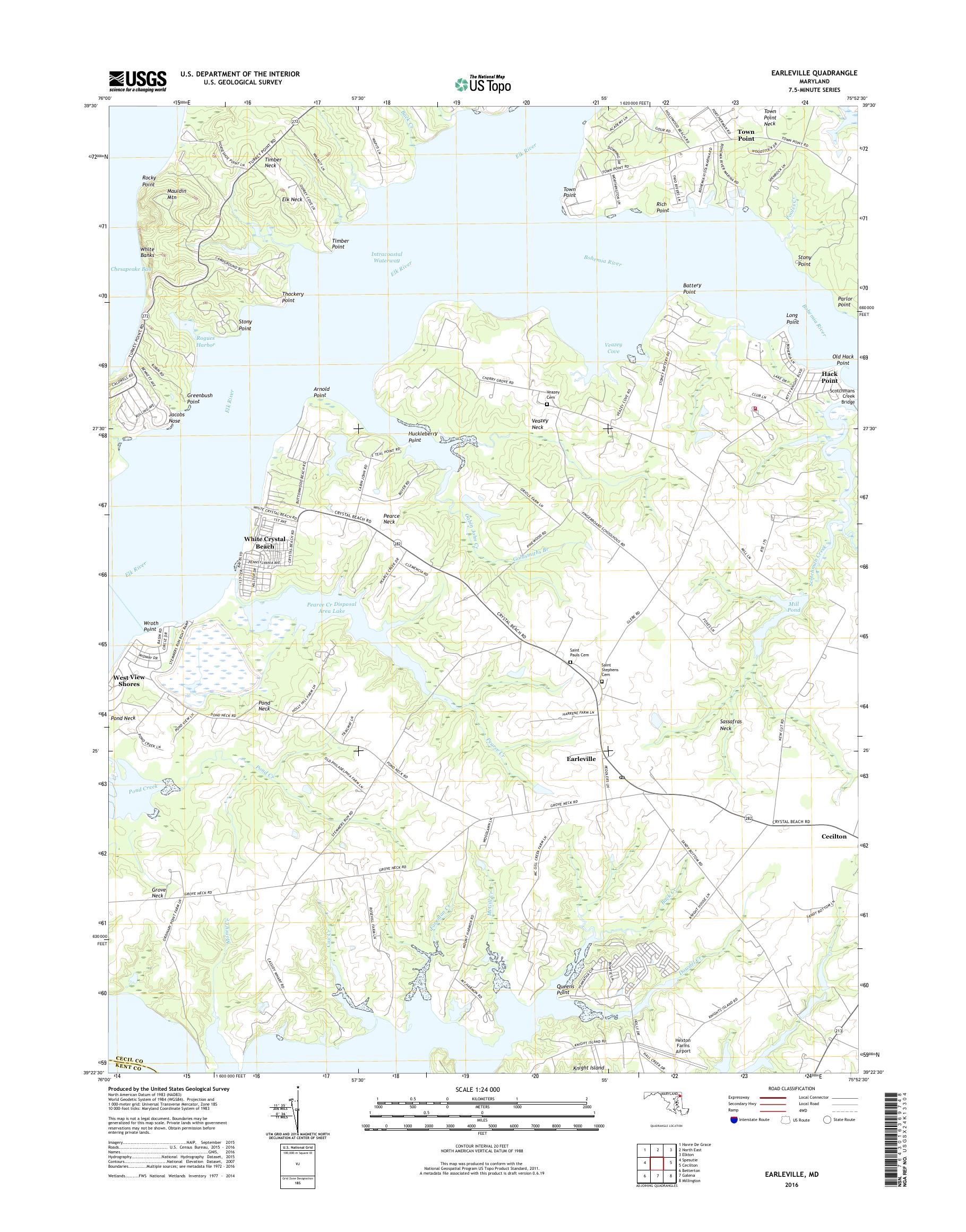 MyTopo Earleville, Maryland USGS Quad Topo Map