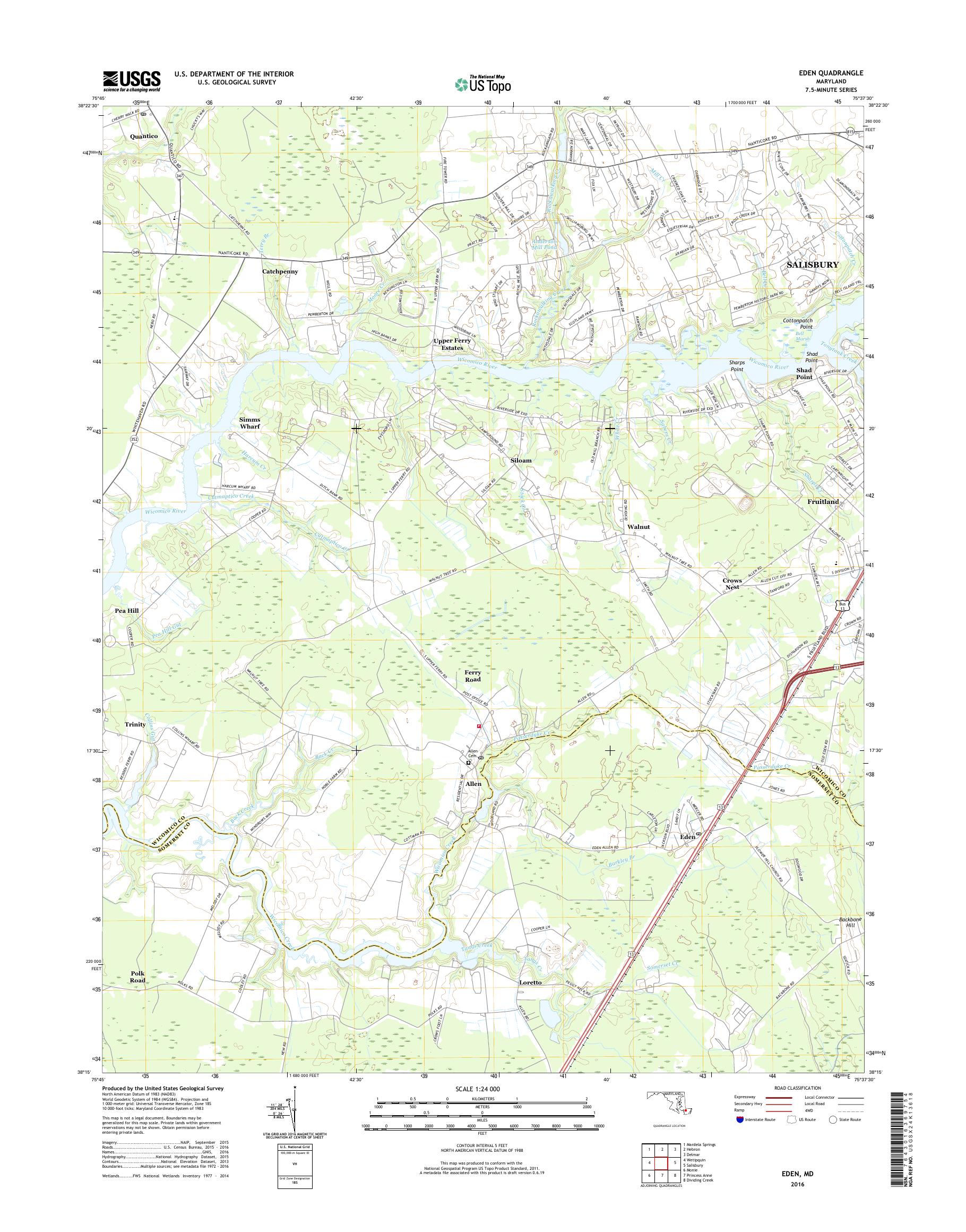 MyTopo Eden, Maryland USGS Quad Topo Map