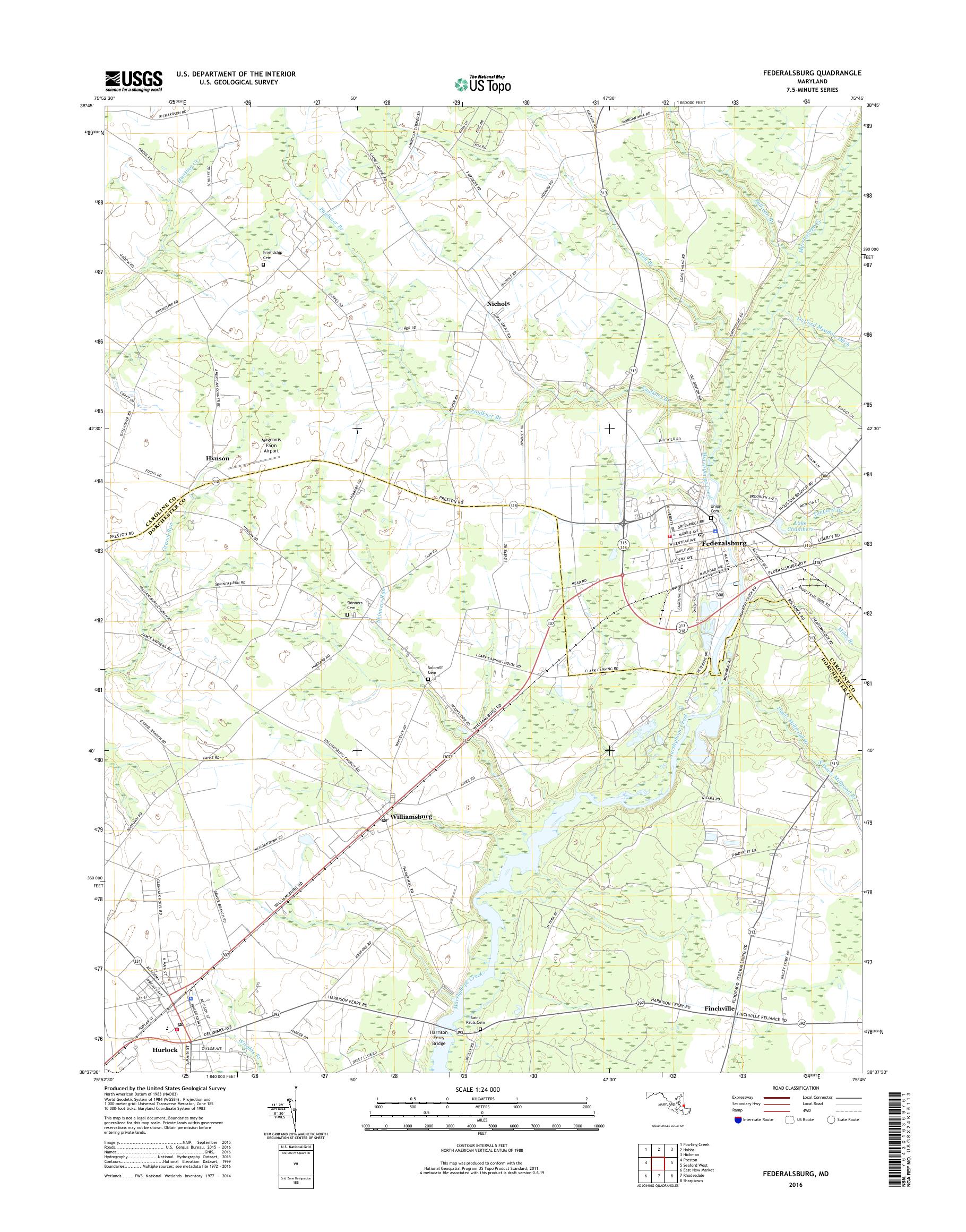 MyTopo Federalsburg, Maryland USGS Quad Topo Map