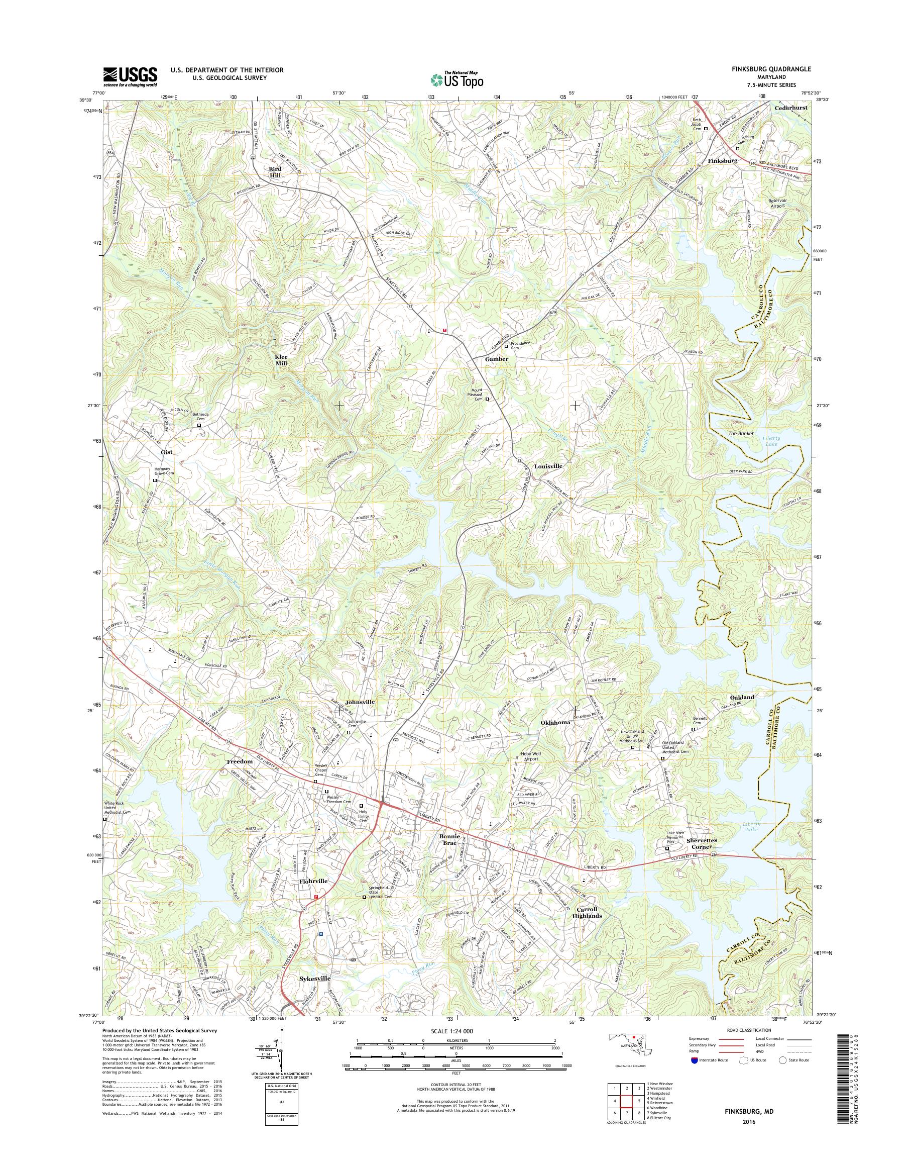 MyTopo Finksburg, Maryland USGS Quad Topo Map