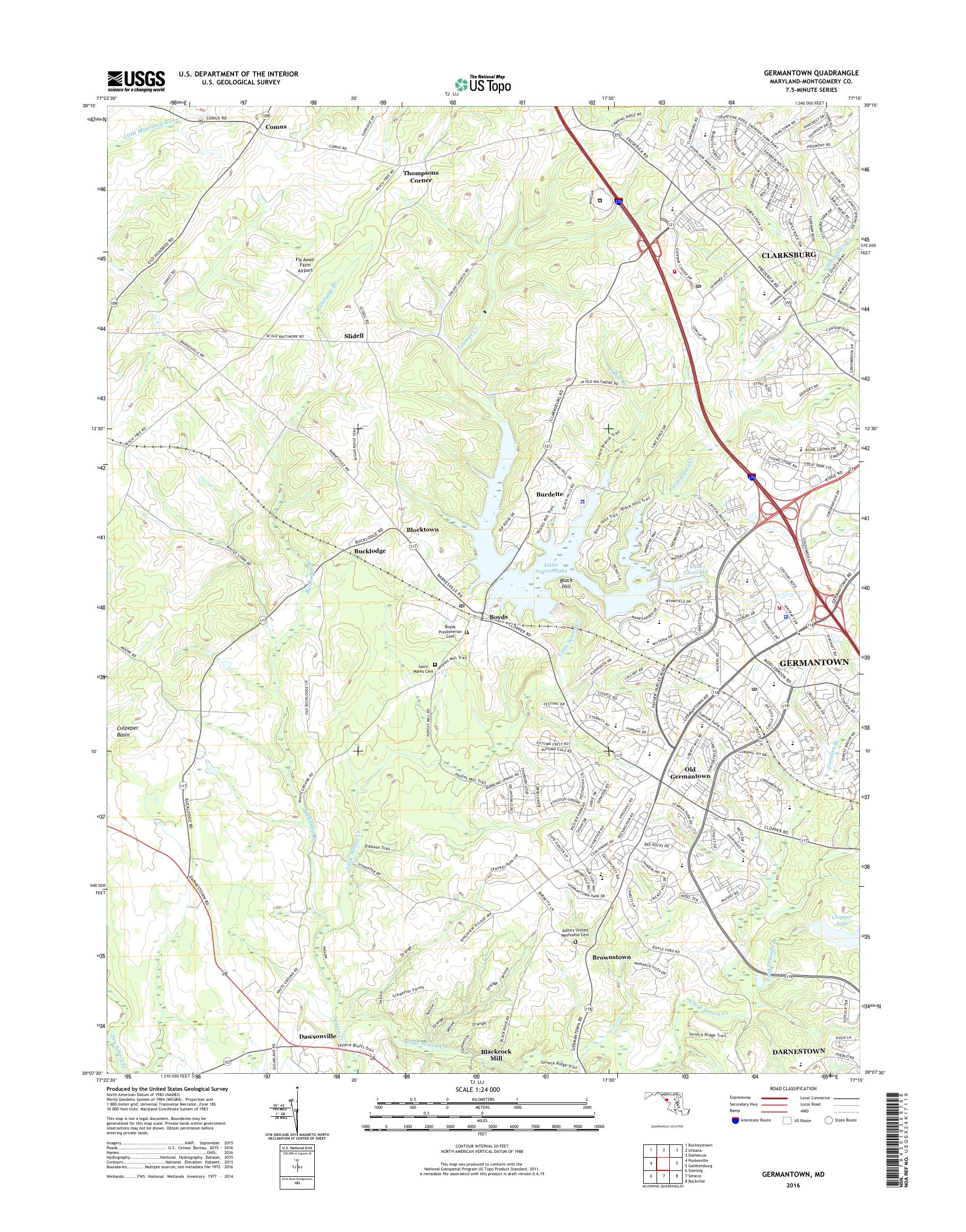 MyTopo Germantown, Maryland USGS Quad Topo Map