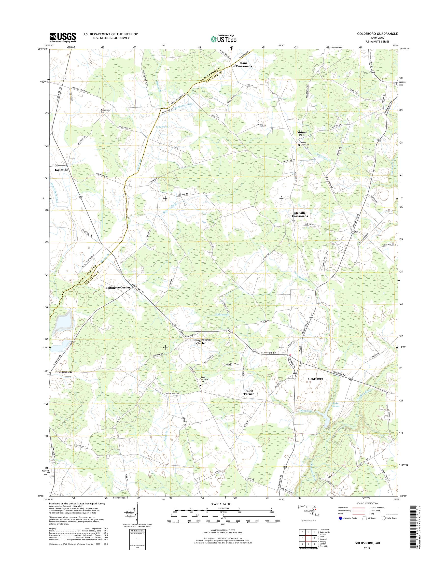 MyTopo Goldsboro, Maryland USGS Quad Topo Map