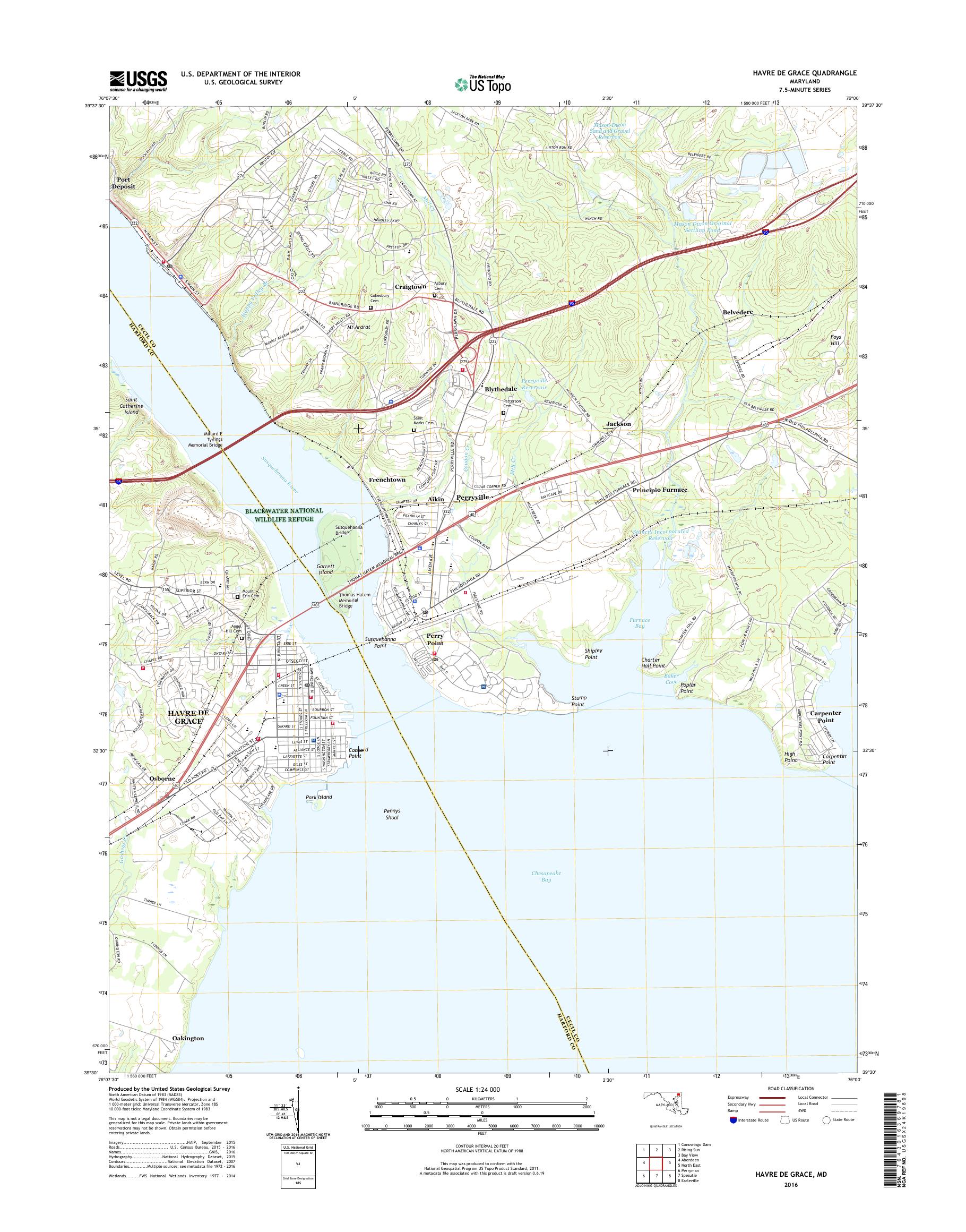 MyTopo Havre De Grace, Maryland USGS Quad Topo Map