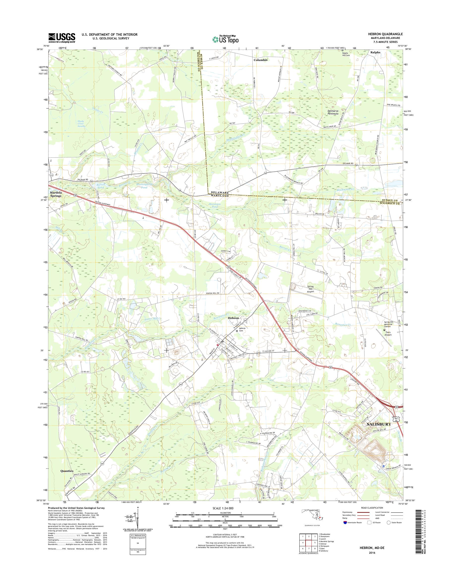 MyTopo Hebron, Maryland USGS Quad Topo Map