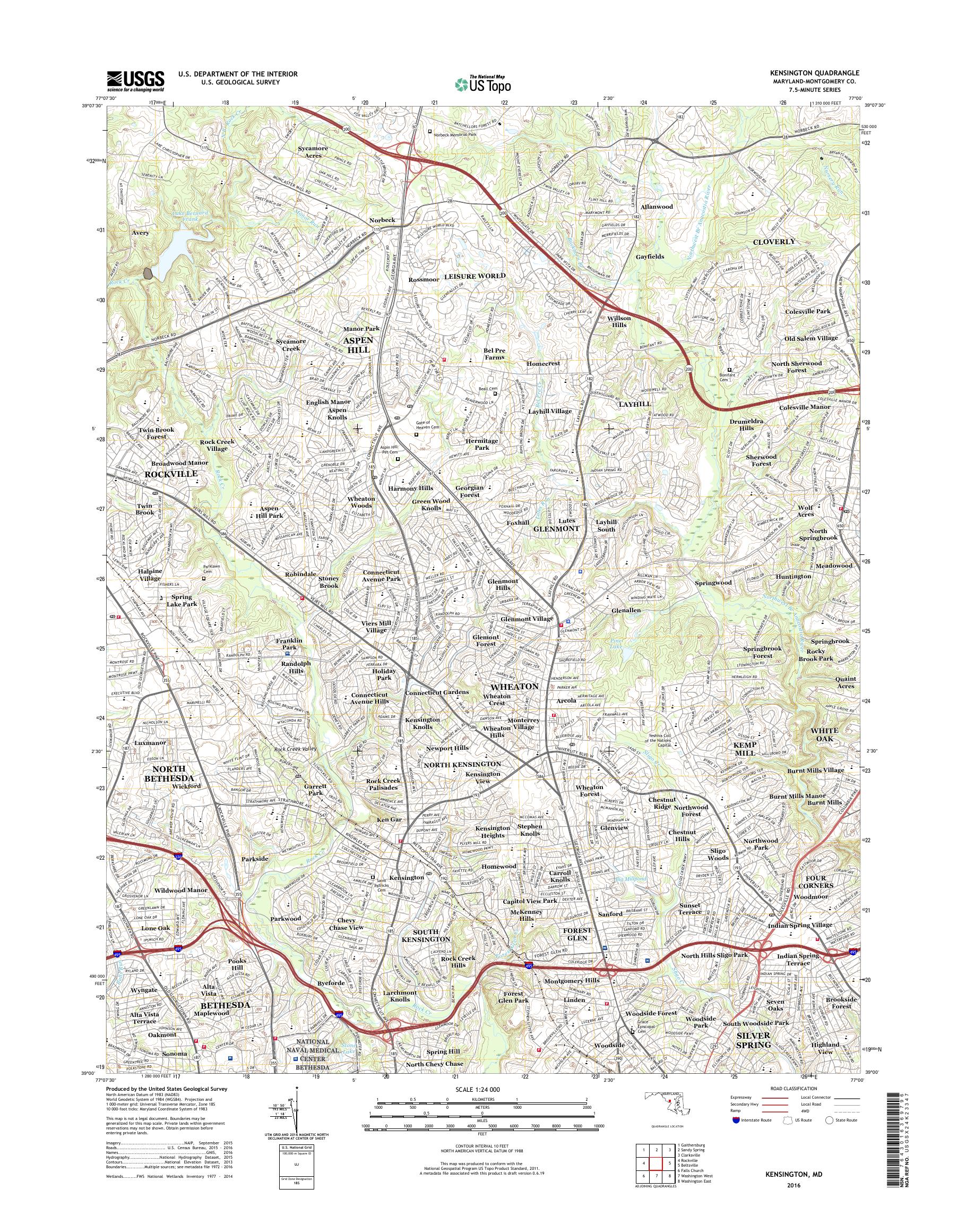 MyTopo Kensington, Maryland USGS Quad Topo Map