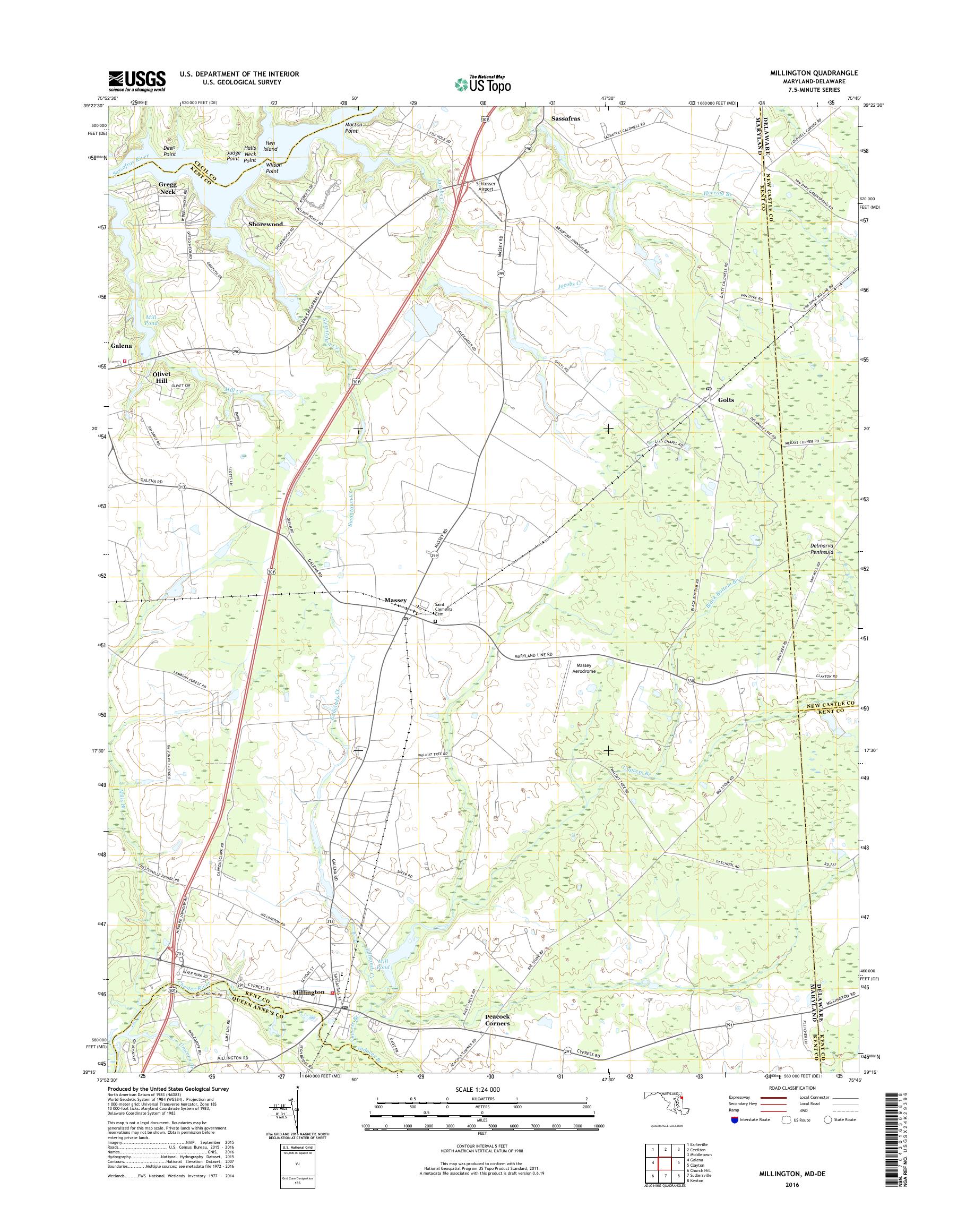 MyTopo Millington, Maryland USGS Quad Topo Map